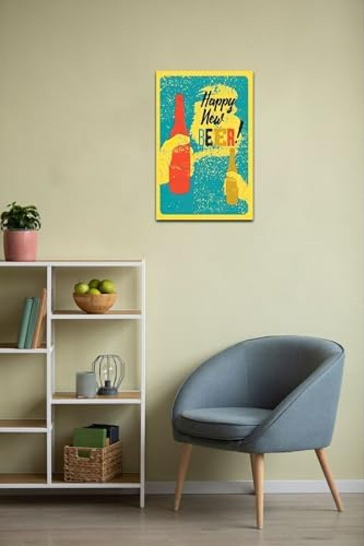 Kuşe Kağıt Duvar Posteri̇ Happy New Beer Retro Drtr
