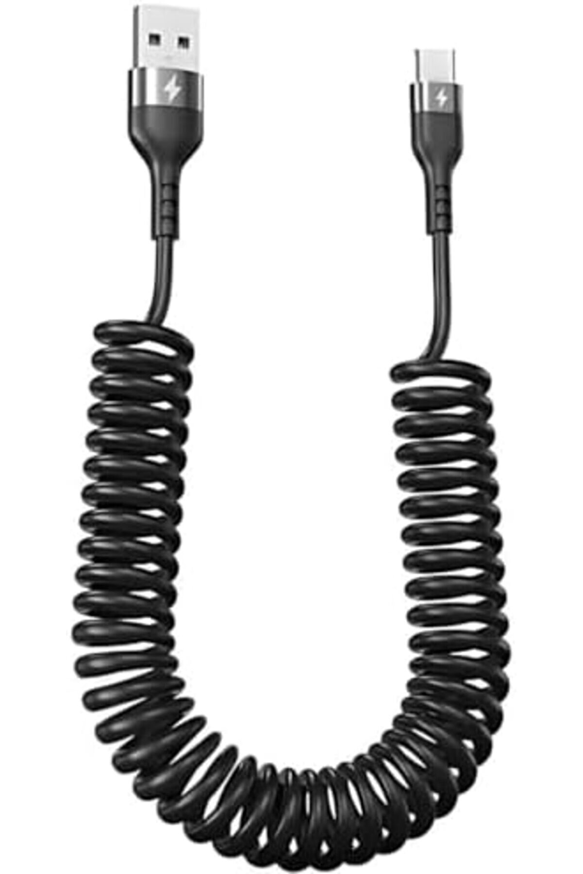 Super Şarj 5A 66W Spri̇al Type-C Şarj Kablosu Araç Şarj Kablosu Veri̇ Aktarım Kablosu Elasti̇k 1175713