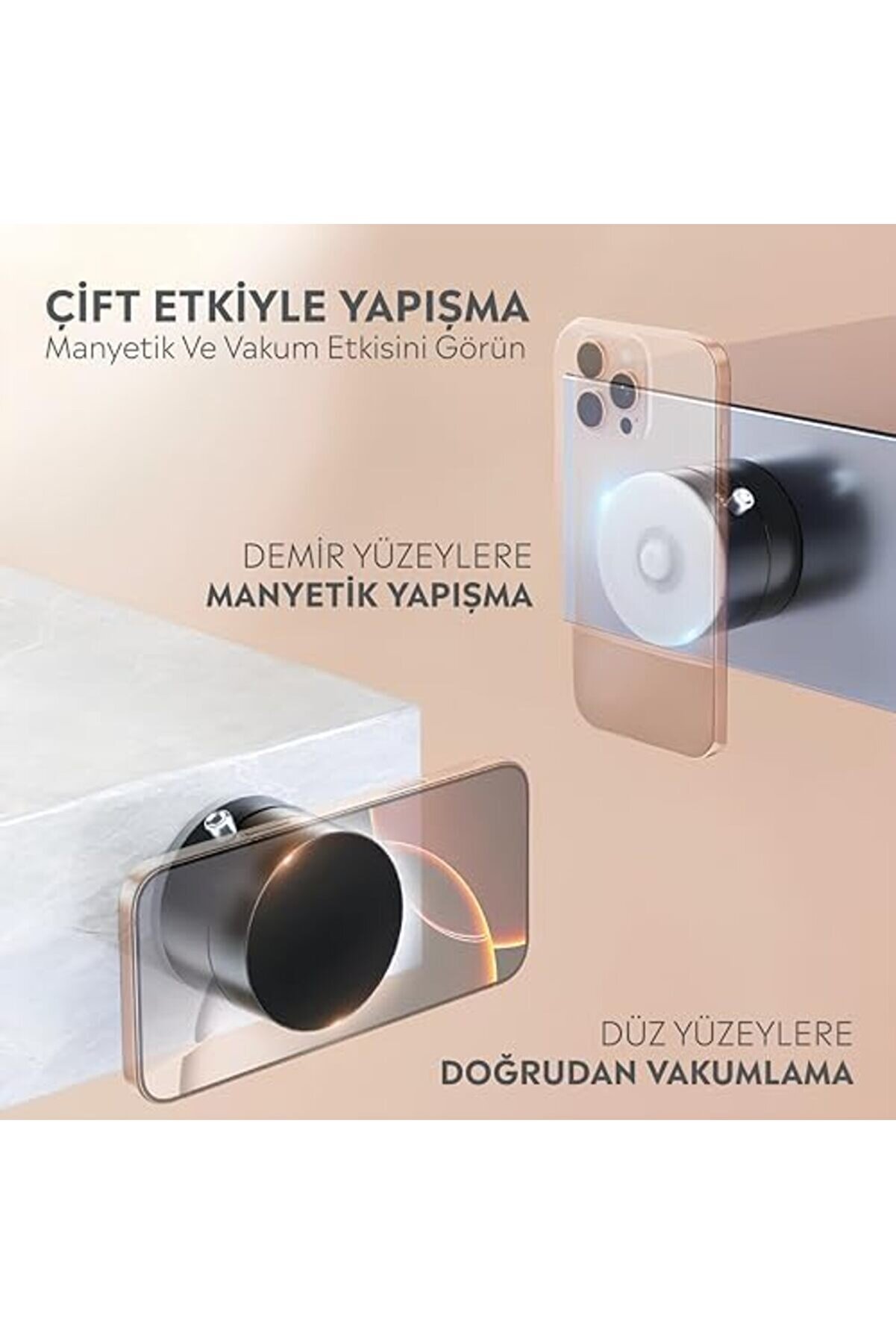 A2 Pro 180 Derece Dönebi̇len Vakumlu Tasarım Araç İçi̇ Telefon Tutucu 1014773