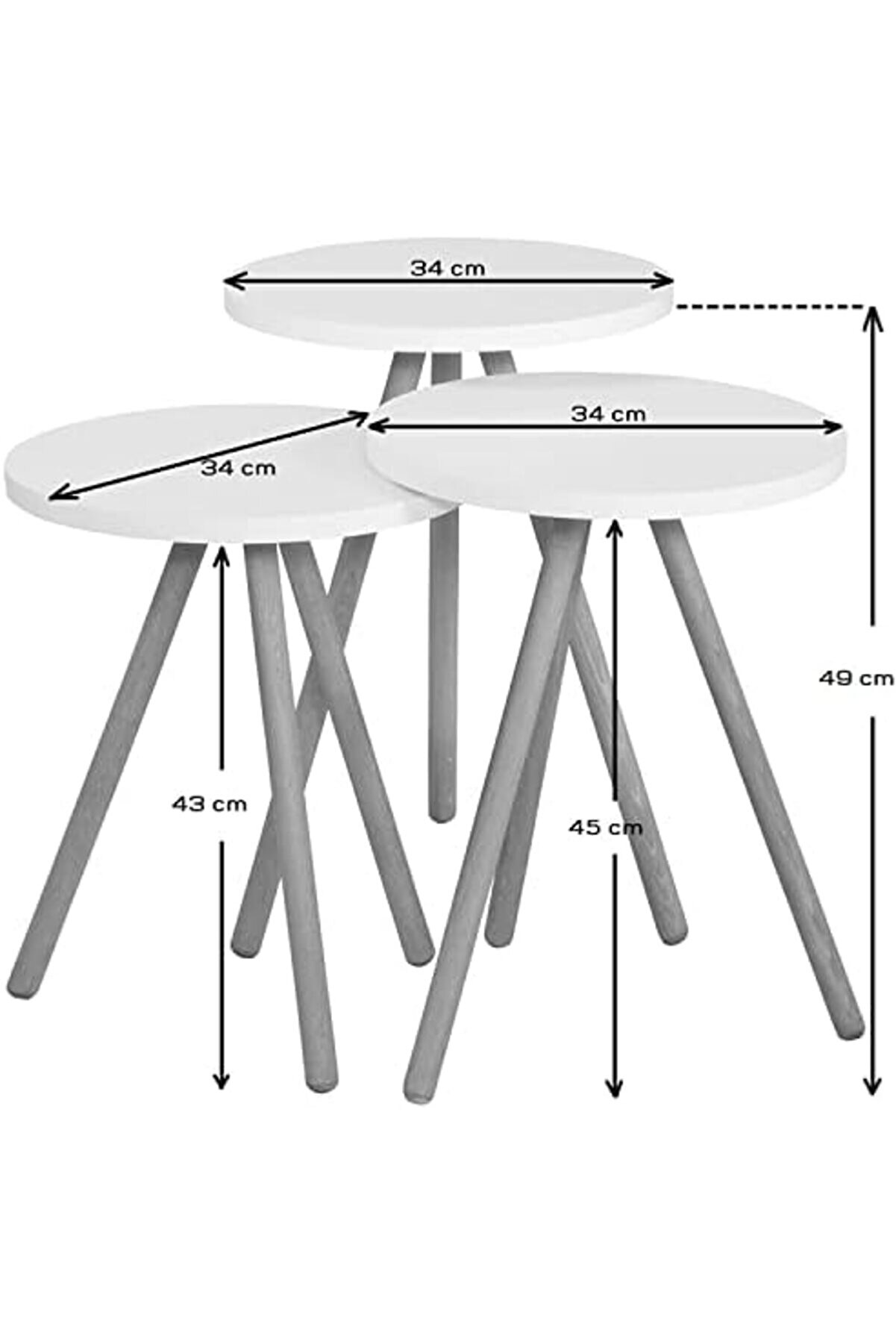 Zi̇gon Sehpa Ahşap Ayaklı Yuvarlak Tasarım ( Gri̇) 1014773