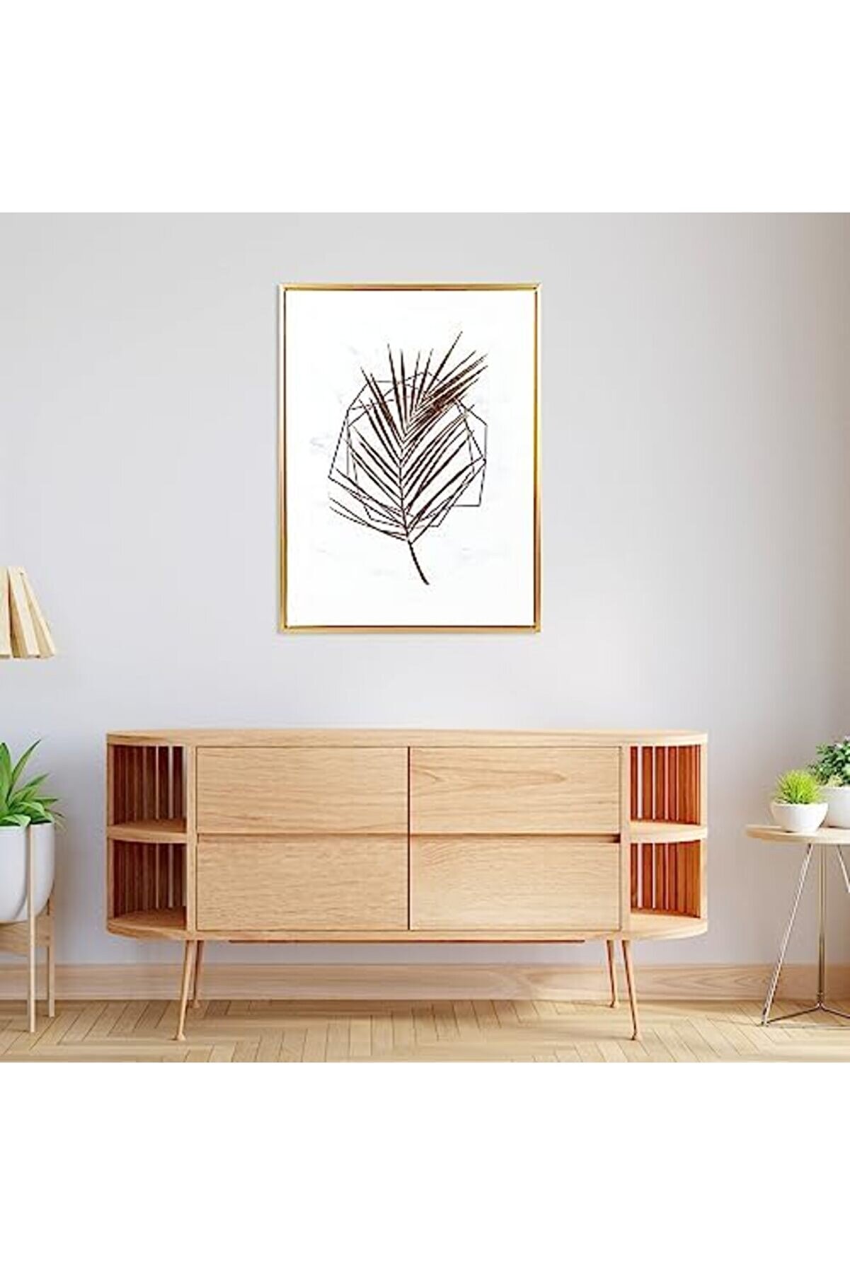 Renk Ahşap Çerçeveli̇ Kabartmalı Yaprağı Kanvas Tablo -Beyaz 45X2,5X60 Cm. 1014773