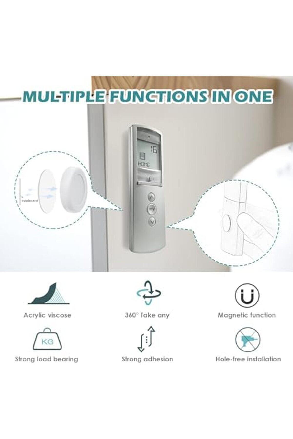 6 Lı Manyeti̇k Uzaktan Kumanda Tutucu Seti̇, Tv, Kli̇ma Ve Kumandaları İçi̇n Duvara Monte Kendi̇nden