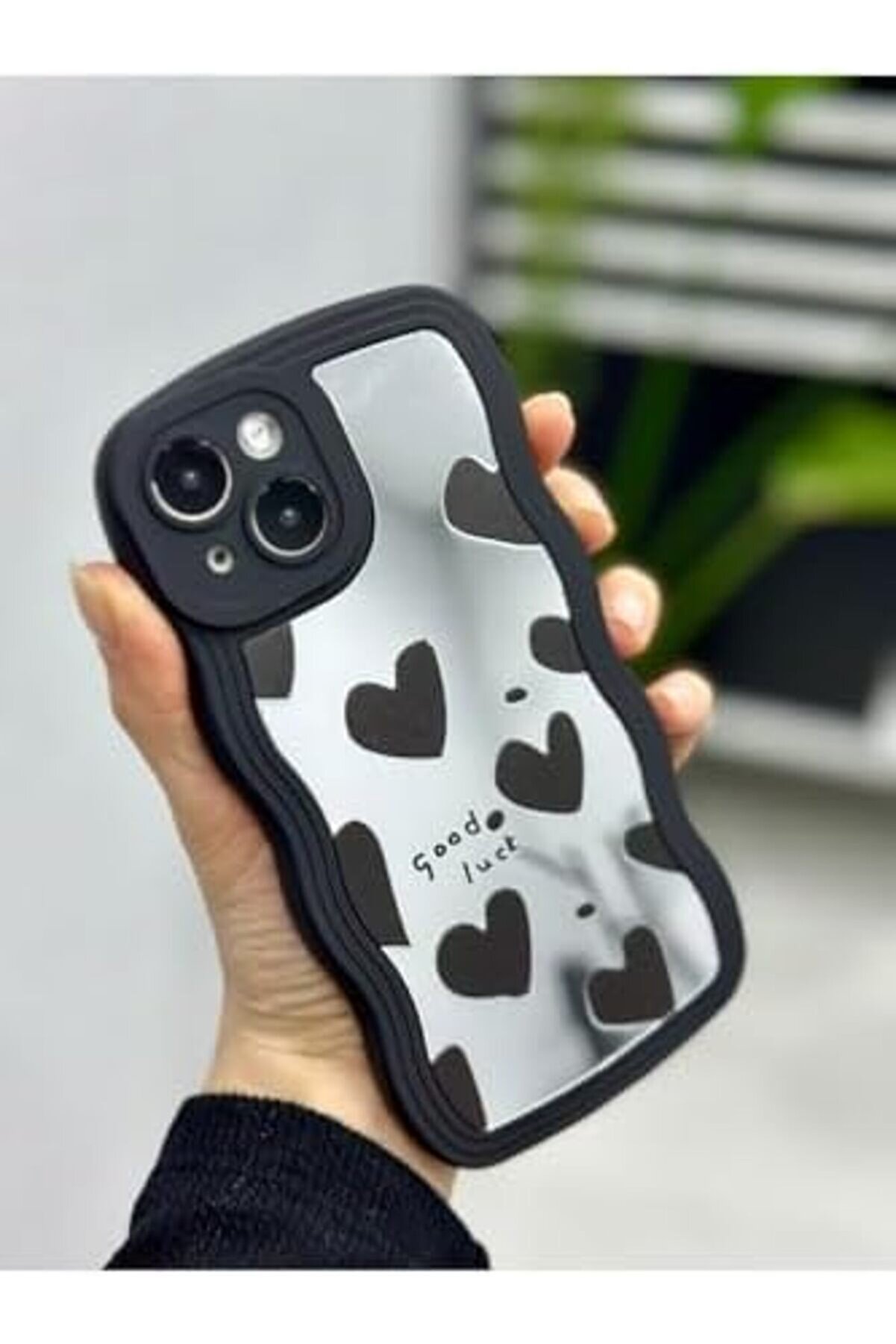 Aksesuar 13-14 İle Uyumlu Aynalı Si̇yah Kalp Model Si̇li̇kon Kılıf 1014773