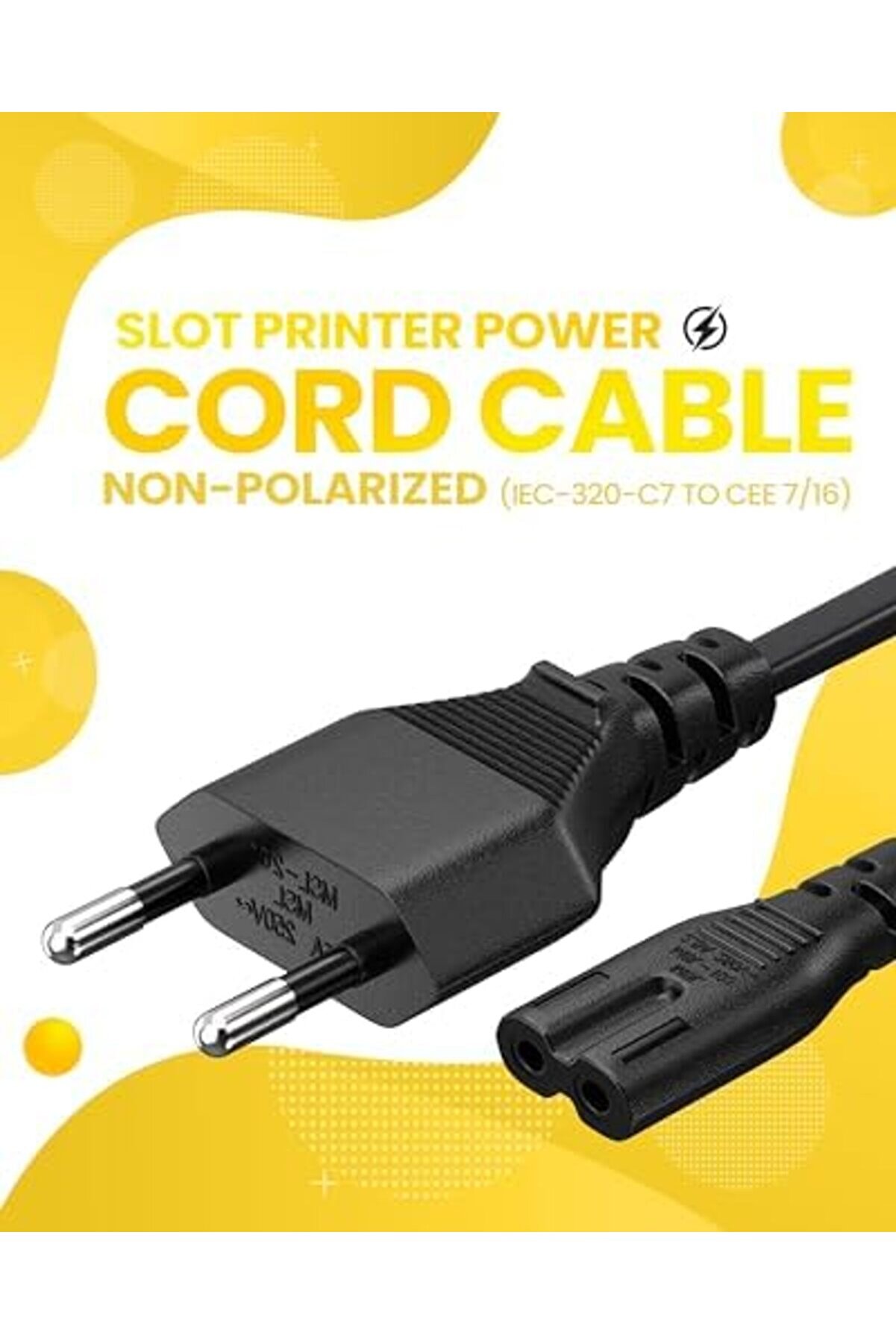 Svngsphereshop Ab 2- Yuvalı Yazıcı Güç Kablosu Kablosu, Polari̇ze Olmayan (Iec-320-C7 - Cee 7/16) Avr