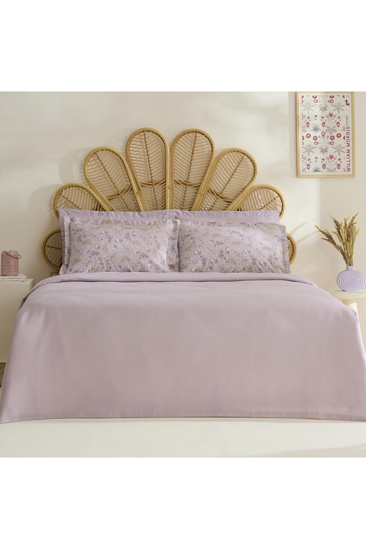 STOREMAX Noa Bambu Çift Kişilik Pike Takımı Açık Mürdüm 1014773
