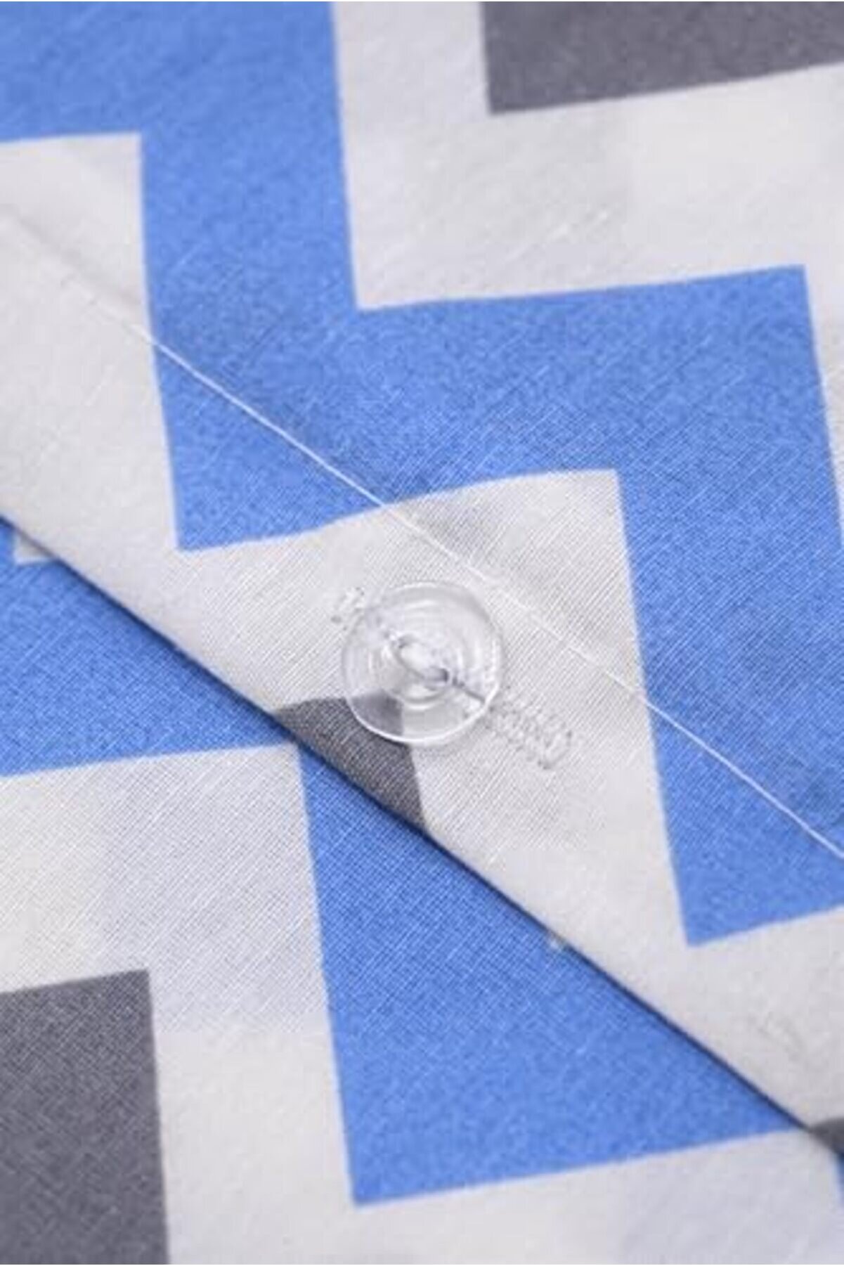 Zi̇gzag Desenli̇ Lasti̇kli̇ Çarşaflı Pamuklu Tek Ki̇şi̇l Mavi̇ 1175713