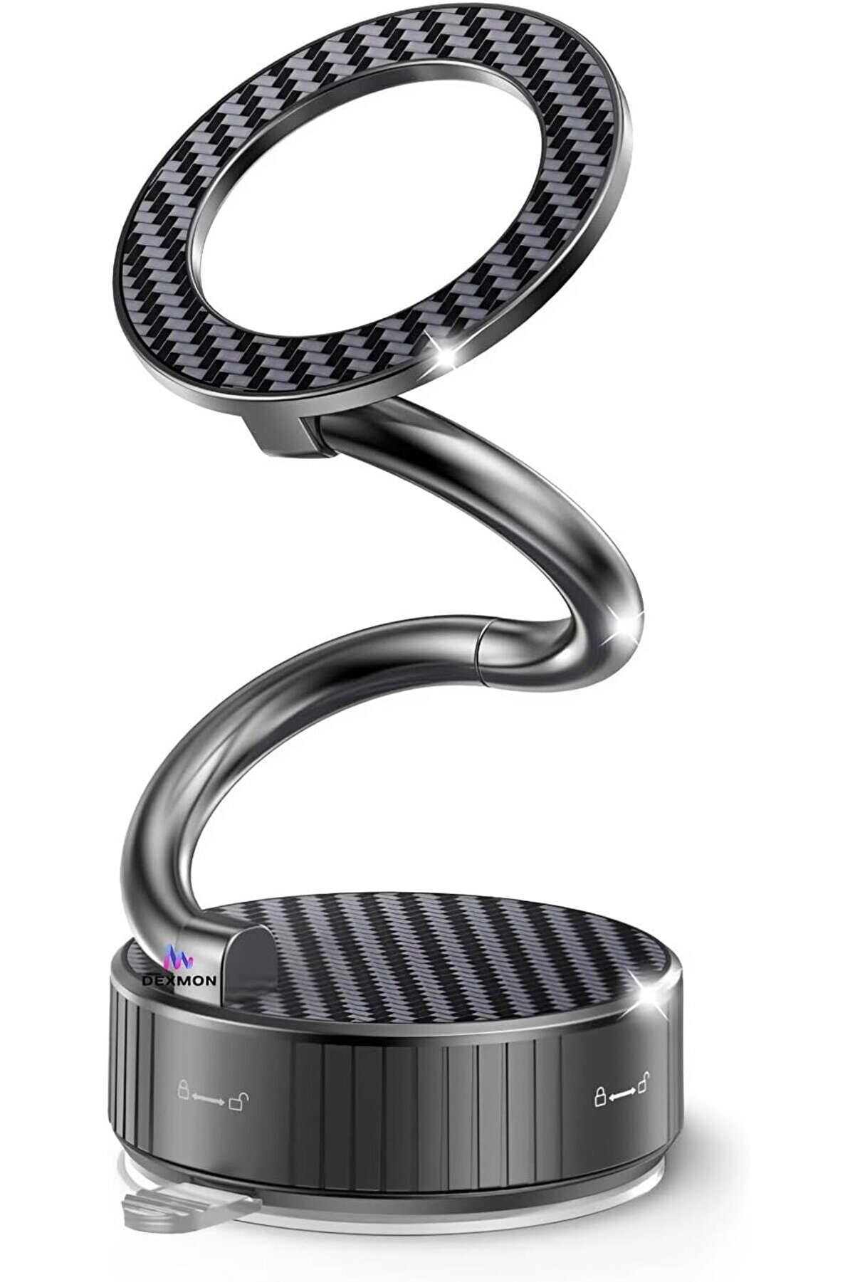 STOREMAX Katlanabilir Karbon Fiber ile Uyumlu Araç Telefon Tutucu 360° Dönebilir Kilitli Vakum 1014773