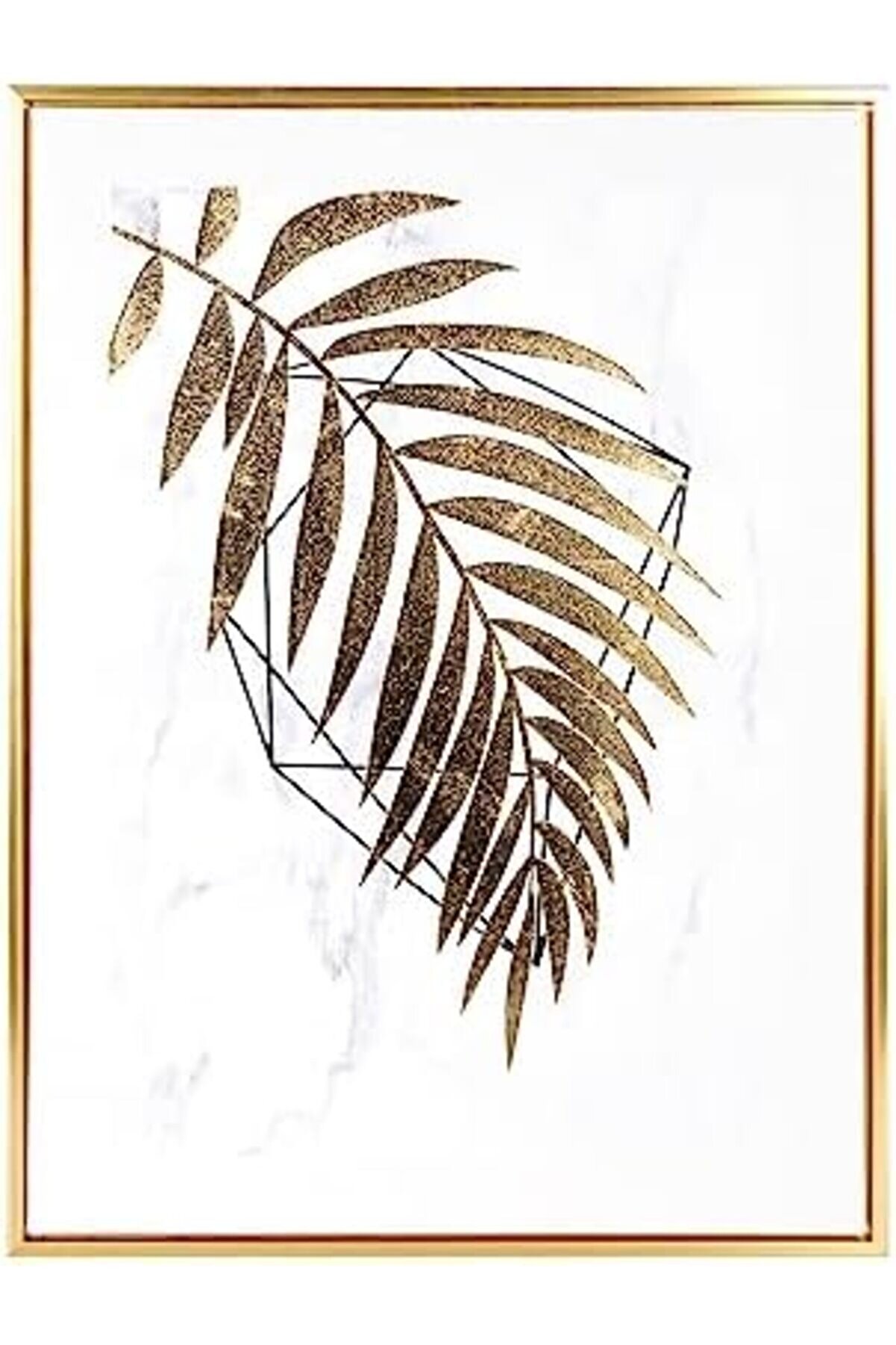 Renk Ahşap Çerçeveli̇ Kabartmalı Yaprağı Kanvas Tablo -Beyaz 45X2,5X60 Cm. 1014773