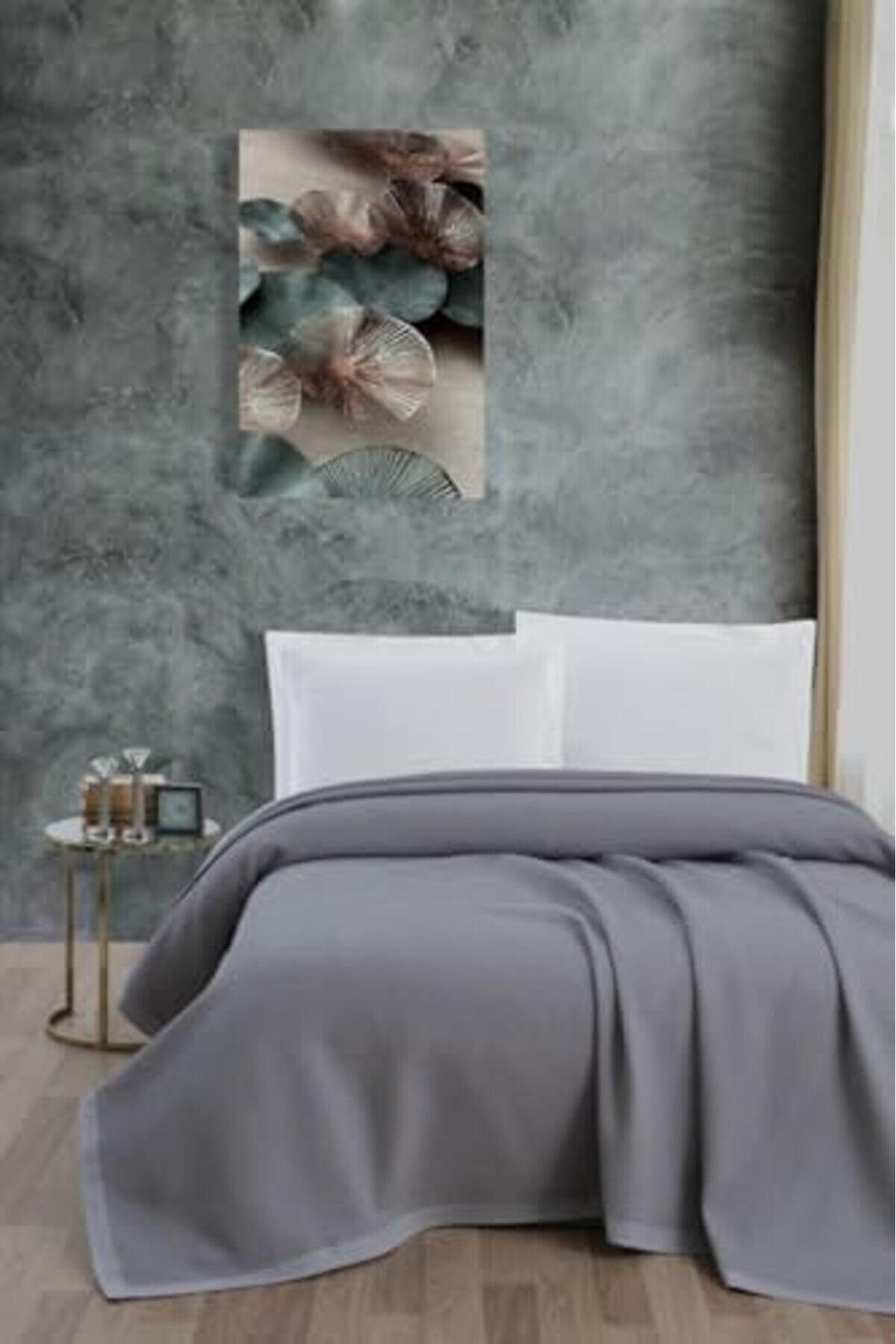 Kli̇malı Pi̇ke,%100 Pamuk Petekli̇ Pi̇ke, Dörtmevsi̇m Pi̇ke Çi̇ft Ki̇şi̇li̇k 220X240-Gri̇ 1014773