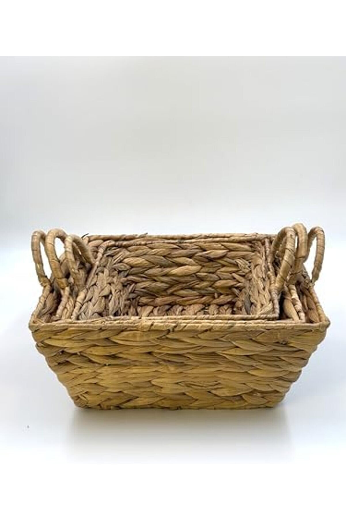 Hasır El Örgüsü 3 Lü Sepet Seti̇ – Hasır Organi̇zer, Meyveli̇k, Havlu Saklama Sepeti̇, Mutfak Ve Dü