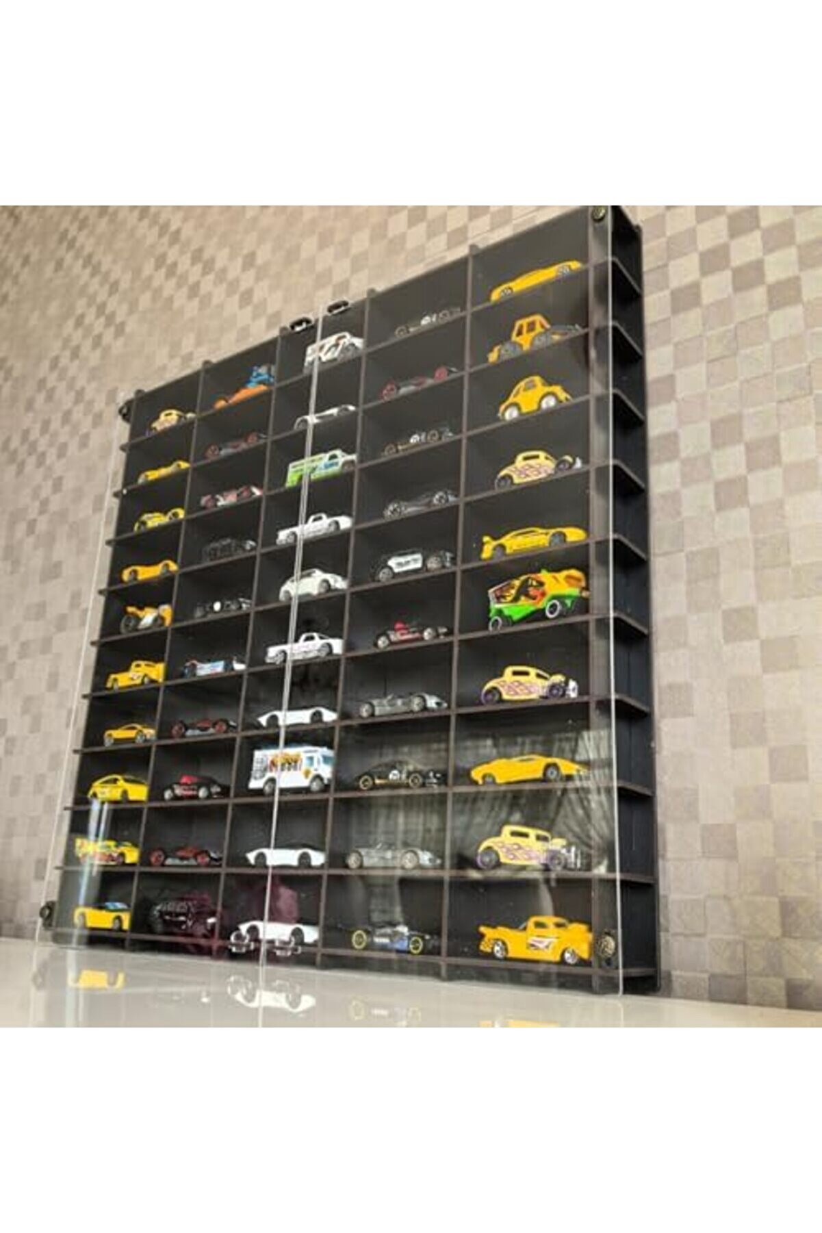 Kapaklı 1/64 Ölçek 50Araç Hotwheels Metal Araç Uyumlu Model Oyuncak Araba Rafı 1014773