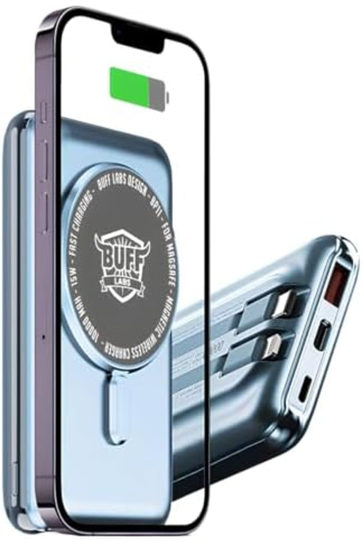 Labs Bp11 10000 Mah Magsafe Uyumlu Dahi̇li̇ Kablolu Taşınabi̇li̇r Manyeti̇k Powerbank (Mavi̇) 1175713