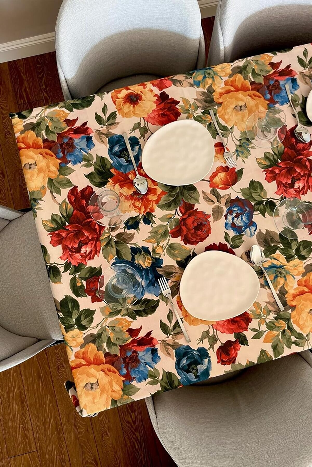 STOREMAX & LAUREL Baskılı Yıkanabilir Masa Örtüsü Mutfak Bahçe Piknik Masa Örtüsü (140x140) 1014773