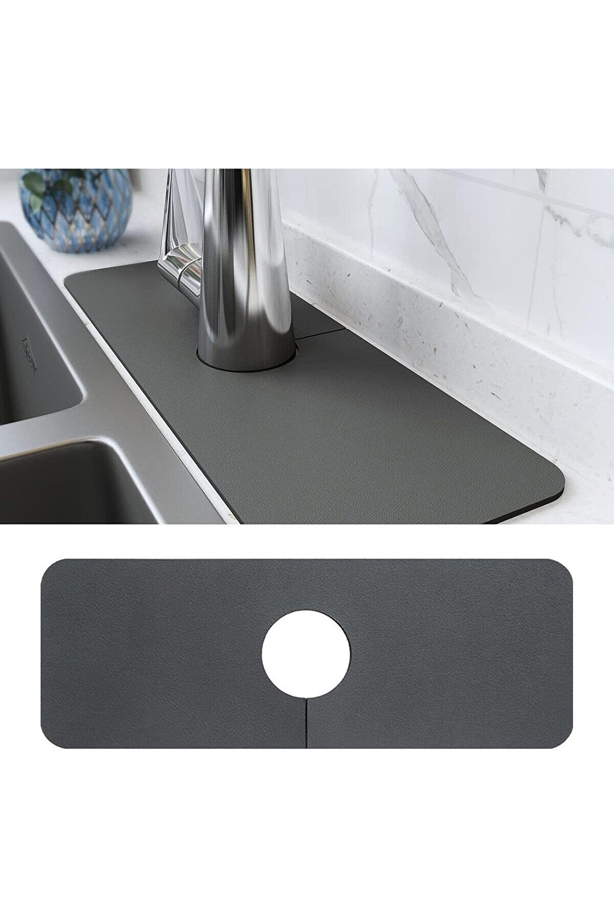 STOREMAX elizzashop Sarmal Tasarımlı Musluk Kurutma Pedi – 38x13 cm Mikrofiber Süper Emici Tezgah Koruyucu –