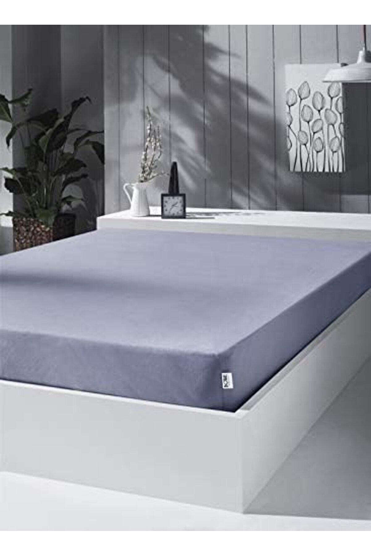 Örme Penye Çarşaf, Battal Çi̇ft Ki̇şi̇li̇k, Açık Gri̇, Pamuk-Elastan 230G/M2 1014773