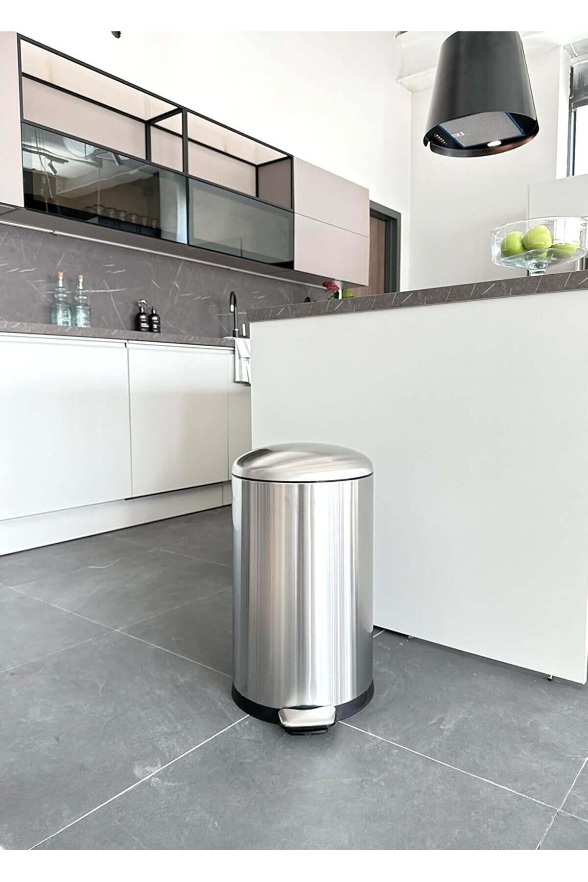 STOREMAX ME903006 Kapaklı Çelik Çöp Kovası 30Lt Fırçalı, Siyah 1014773