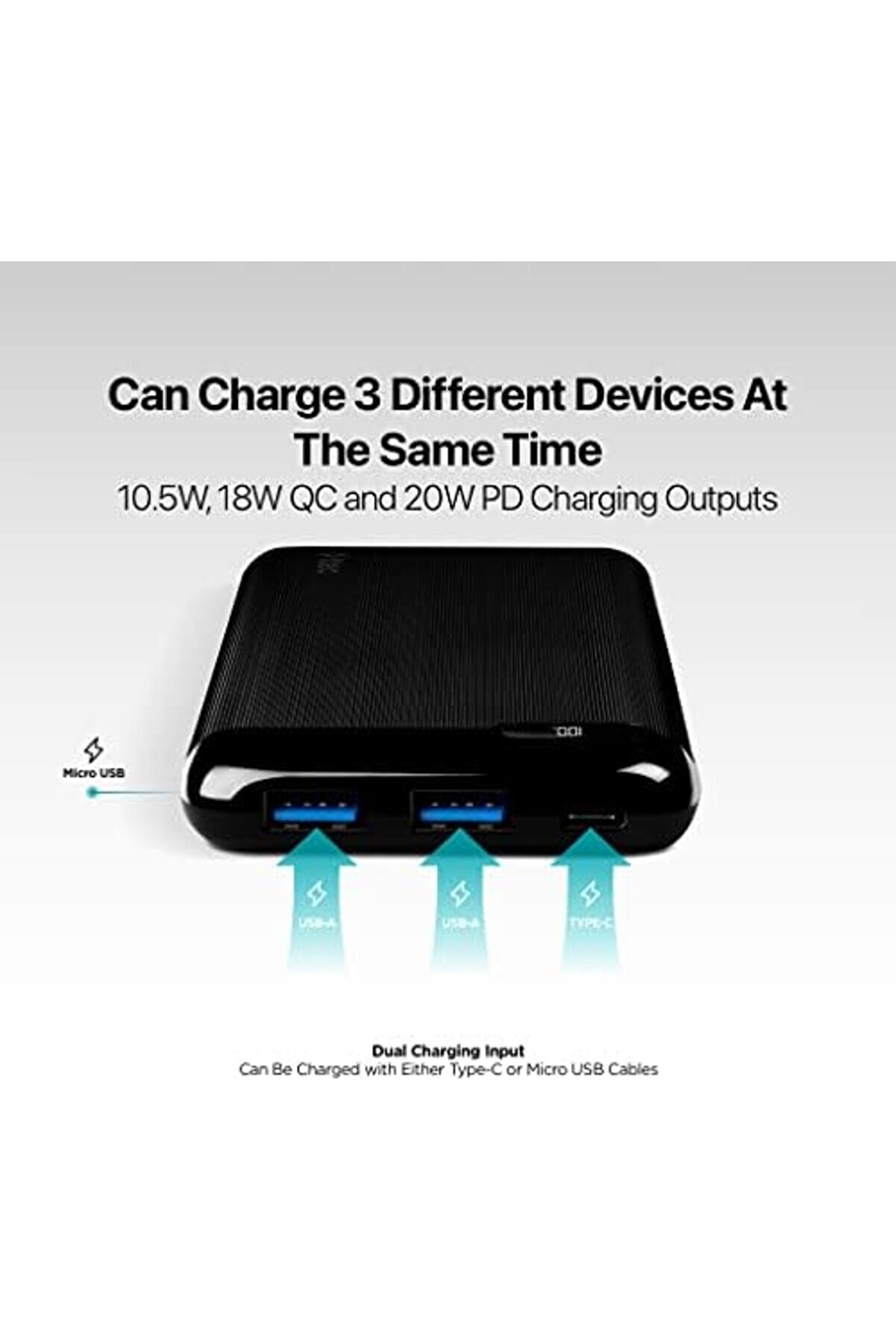 Powersli̇m Lcd Pd 10.000 Mah Taşınabi̇li̇r Şarj Aleti̇ / Powerbank, Usb-C, Si̇yah 1014773
