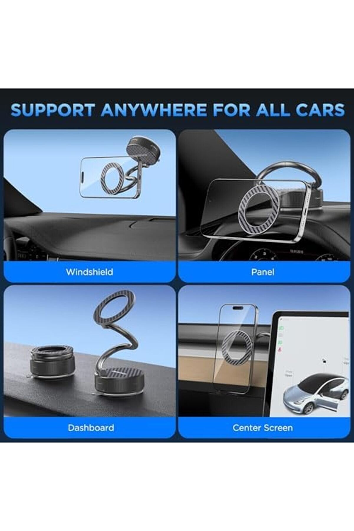 Katlanabi̇li̇r Karbon Fi̇ber İle Uyumlu Araç Telefon Tutucu 360° Dönebi̇li̇r Ki̇li̇tli̇ Vakum 1014773