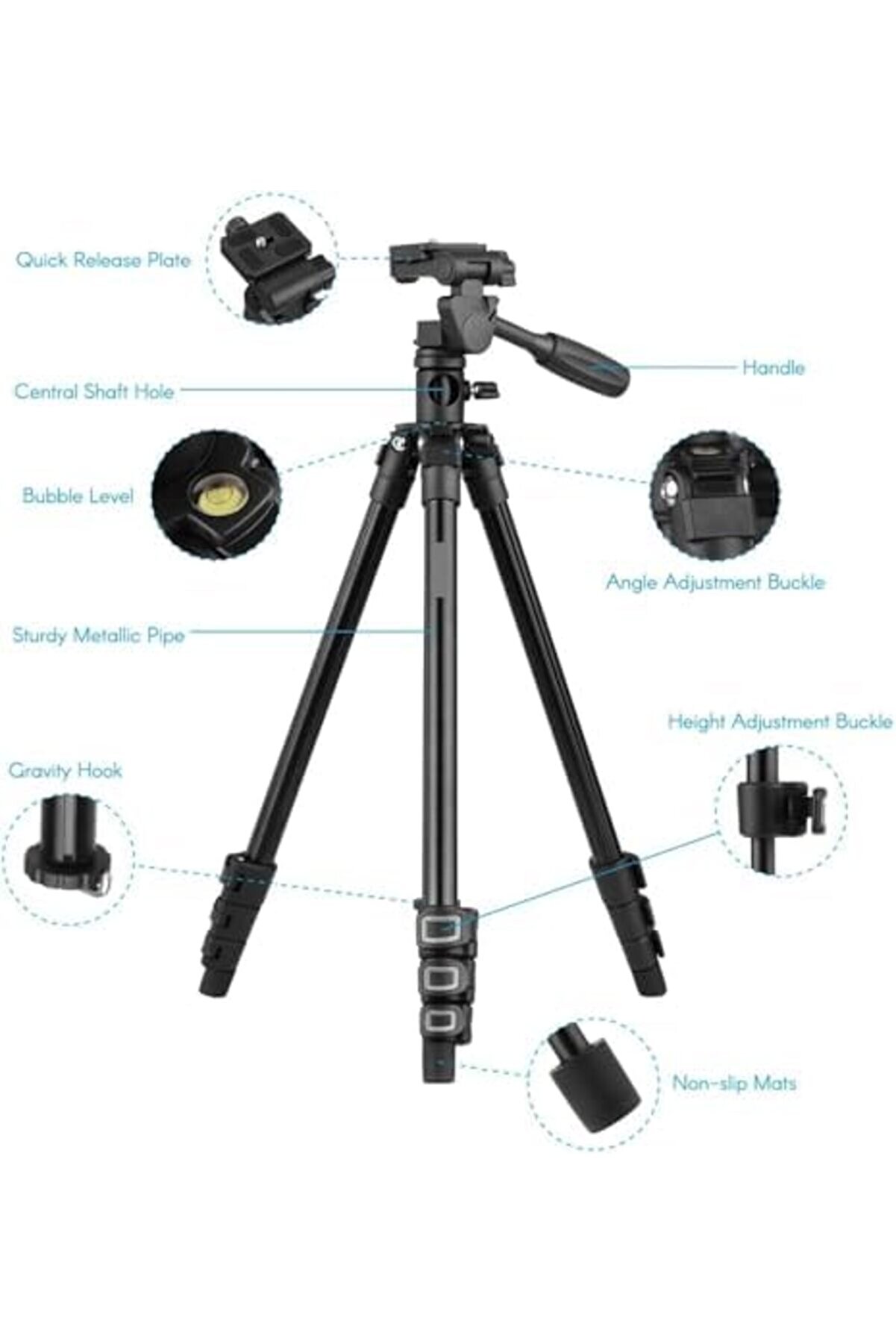 Ht-T02 Profesyonel 154 Cm Yatay Kullanım Çok Fonksi̇yonlu Panorami̇k Kafa 360 Derece Dönebi̇li̇r 101477