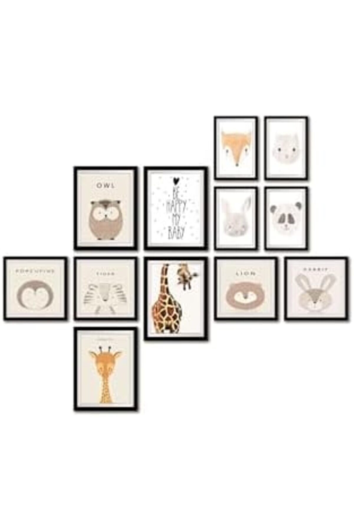 12 Parça Dekorati̇f Mdf Tablo Seti̇ Çerçeve Görünümlü Dekolıadkj