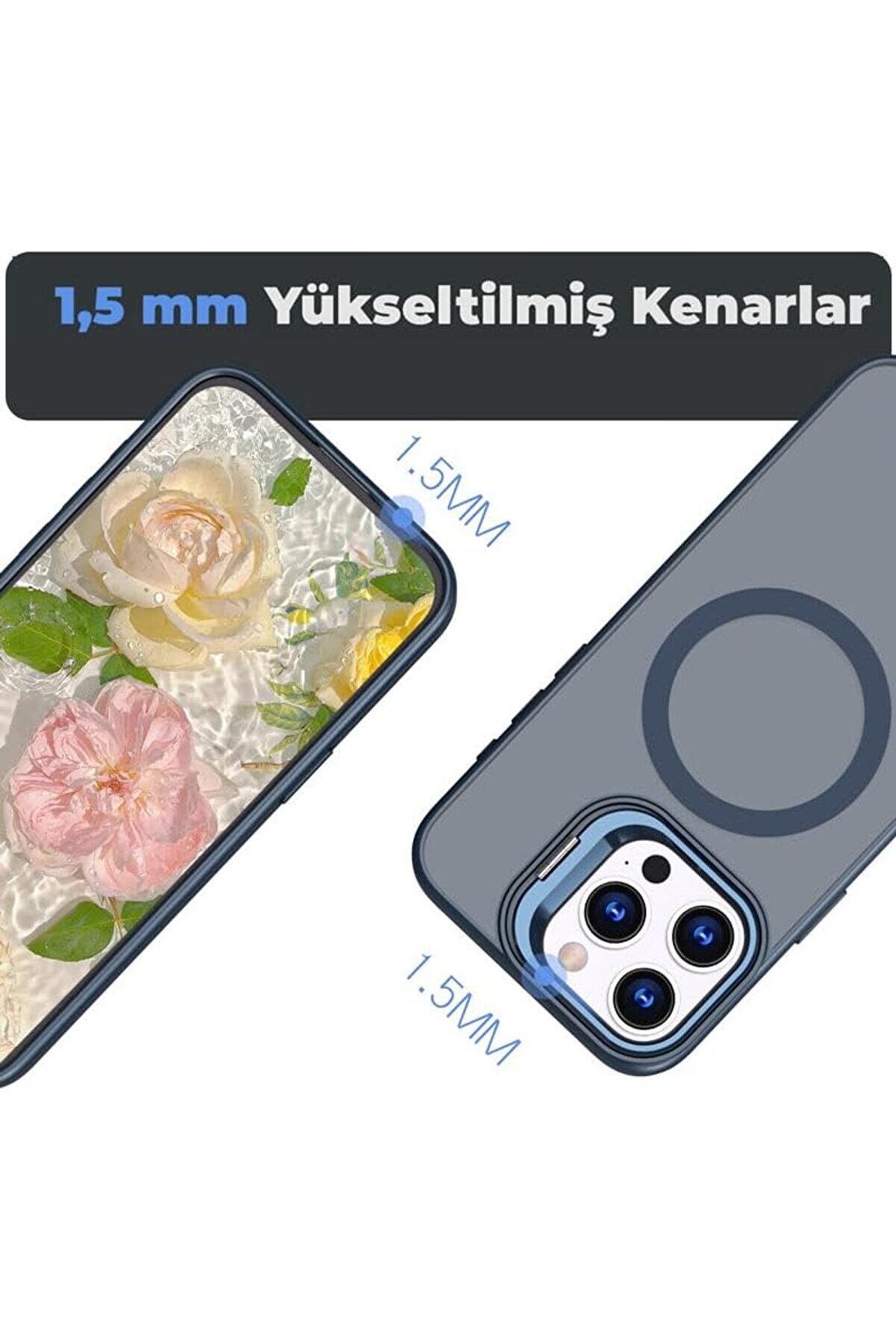 15 Pro Max Uyumlu Metal Lens Koruma Çerçevesi̇/ Güçlü Bağımsız Buton Hoparlör Koruma Mat Şeffaf Telef