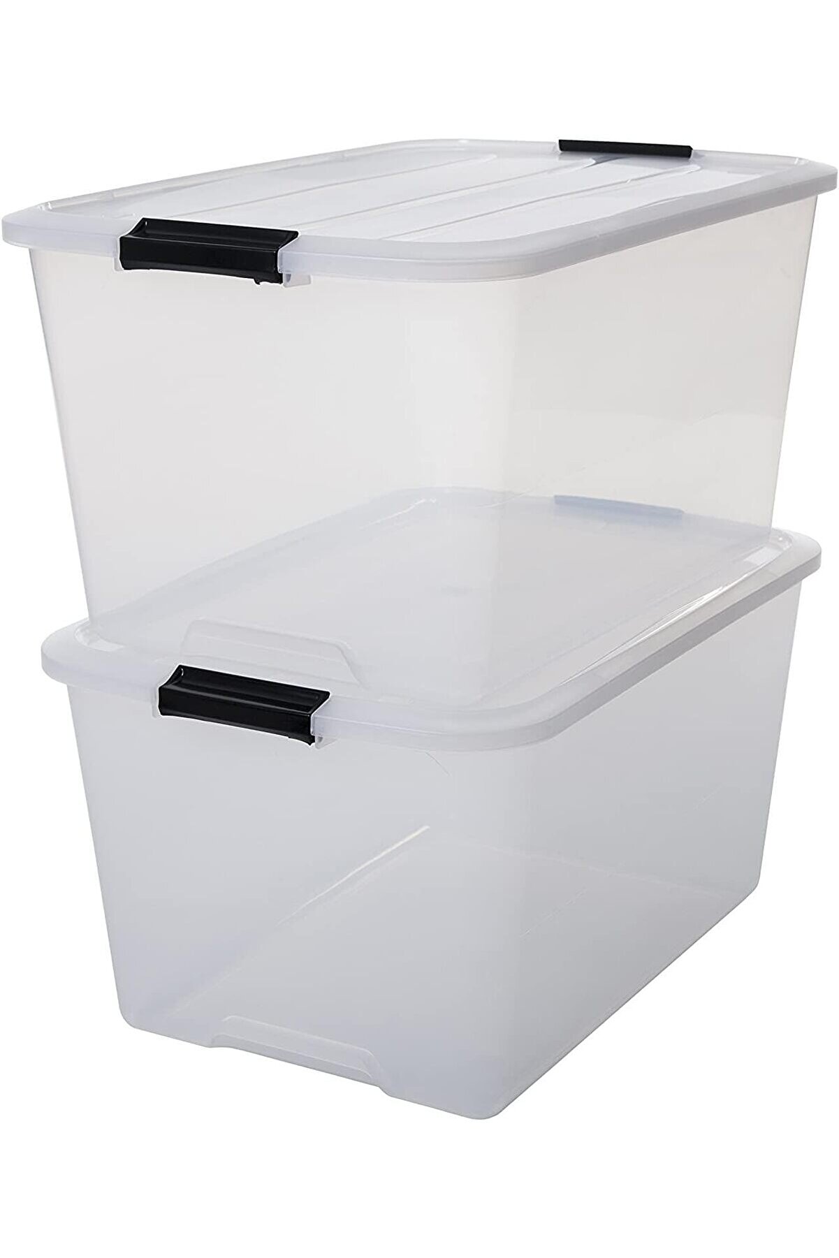 Ohyama Kapaklı Plasti̇k Saklama Kutuları, 45L, 2 Li̇ Set, Şeffaf 1014773