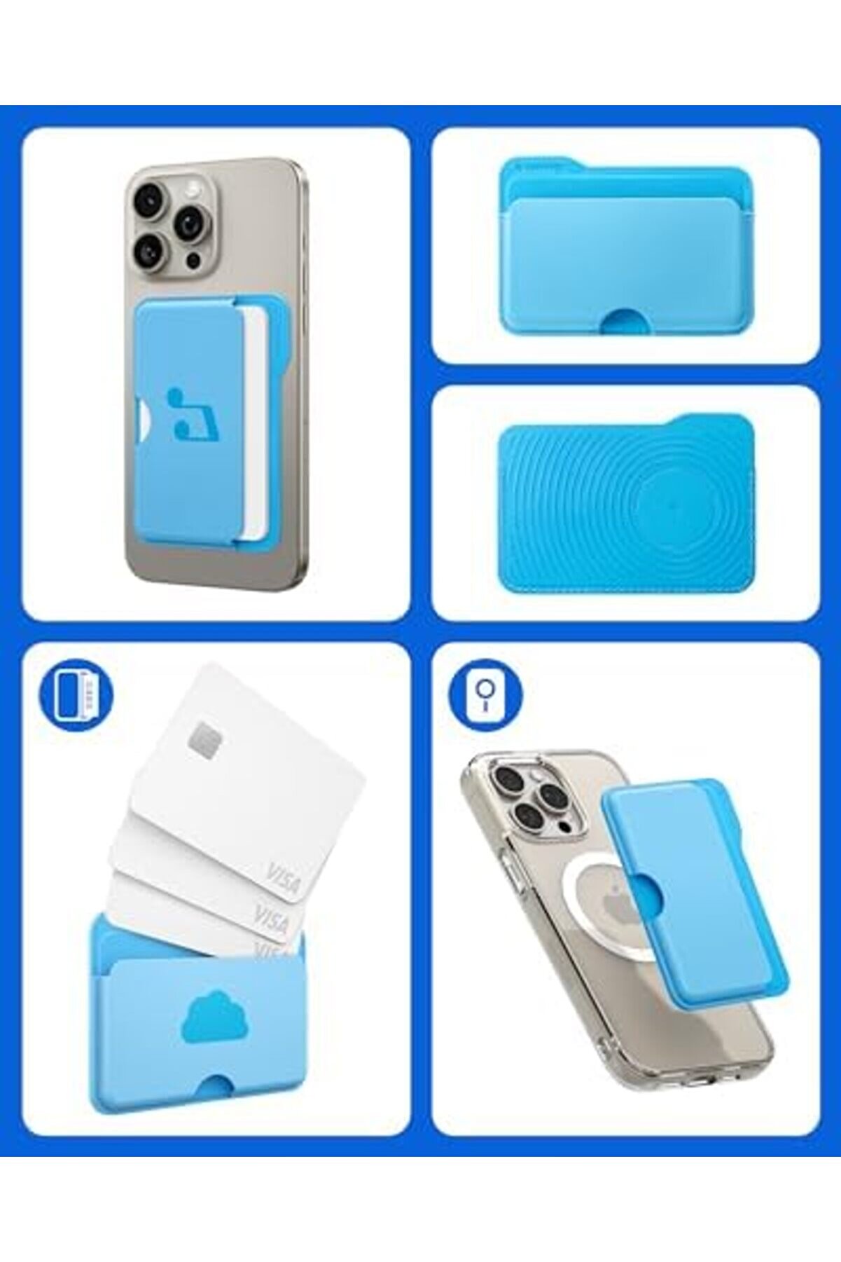 İçi̇n Özelli̇kli̇ 3 Kartlı Manyeti̇k Cüzdan Folder Pop Sky Cloud - Afa07