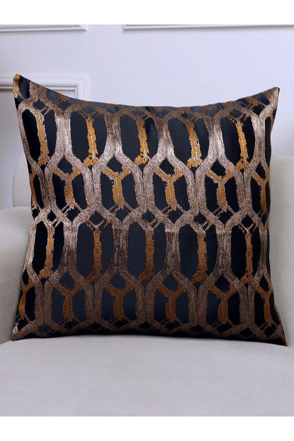 STOREMAX Hexagon Siyah Renkli Desenli 50x50 Kare Kırlent Kılıfı 1014773