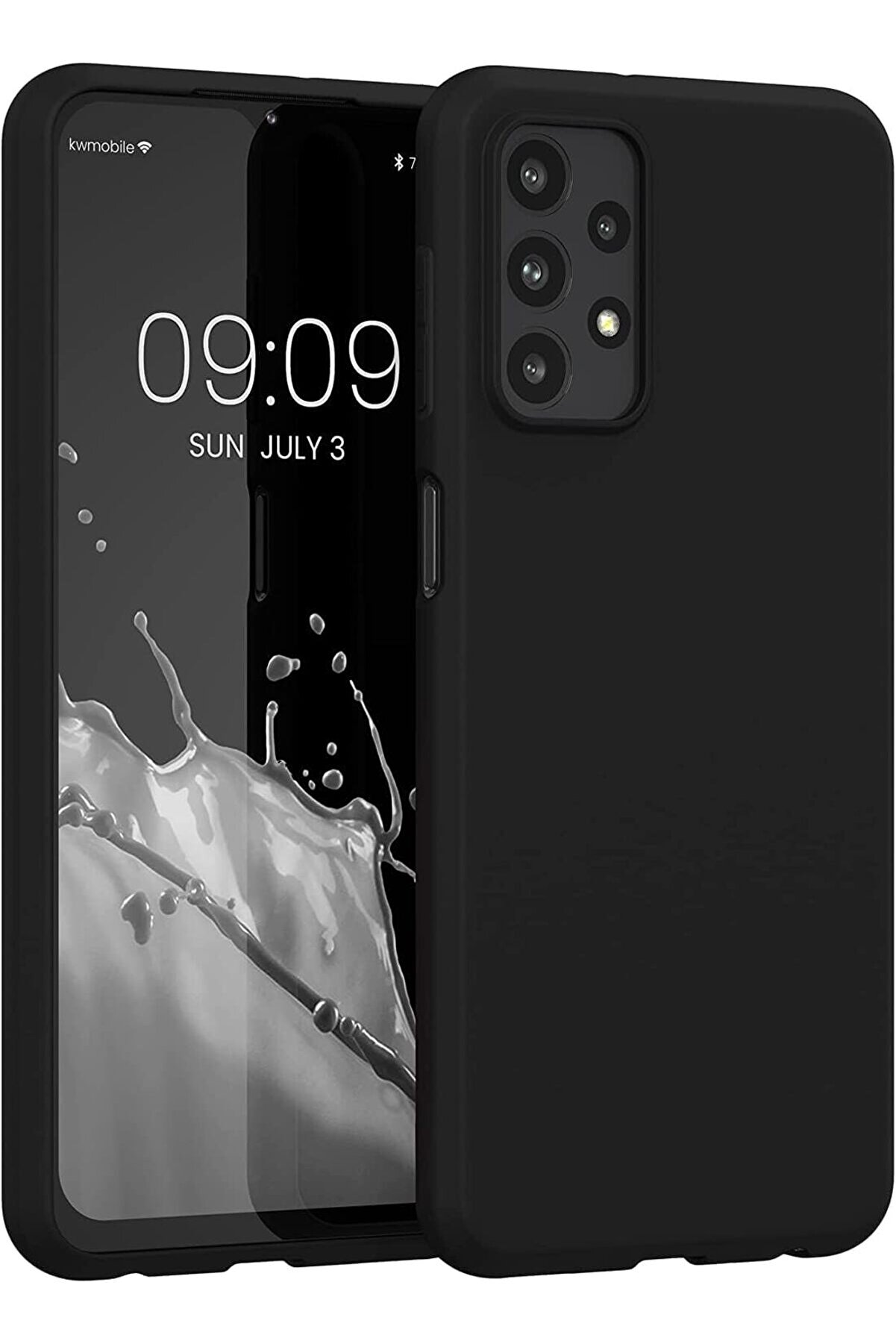 A23 Uyumlu İ&ccedil;i̇ Kadi̇fe Lansman Si̇li̇cone Kılıf Şok Emi̇ci̇ Full Kasa Koruma Sağlayan Kılıf (Si̇yah) 1014