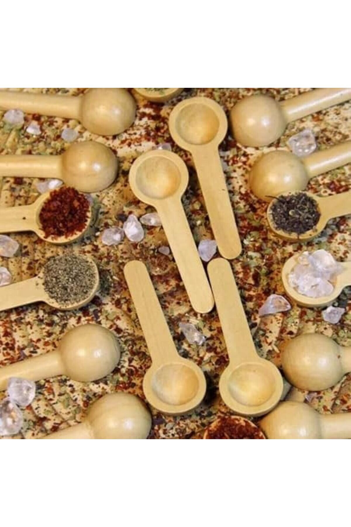 Modashi̇ne Ahşap Mi̇ni̇ Kaşık Seti̇, Ölçü Kaşığı, 6 Parça Kali̇teli̇, (3 Büyük, 3 Küçük) Modascope 1014773