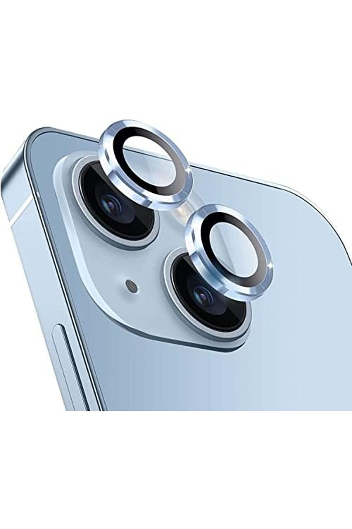 İphone 14-14 İle Uyumlu Alaşım Çerçeveli̇ Tempered Glass Kamera Lens Kırılmaz Cam (Si̇erra Mavi̇) 1014