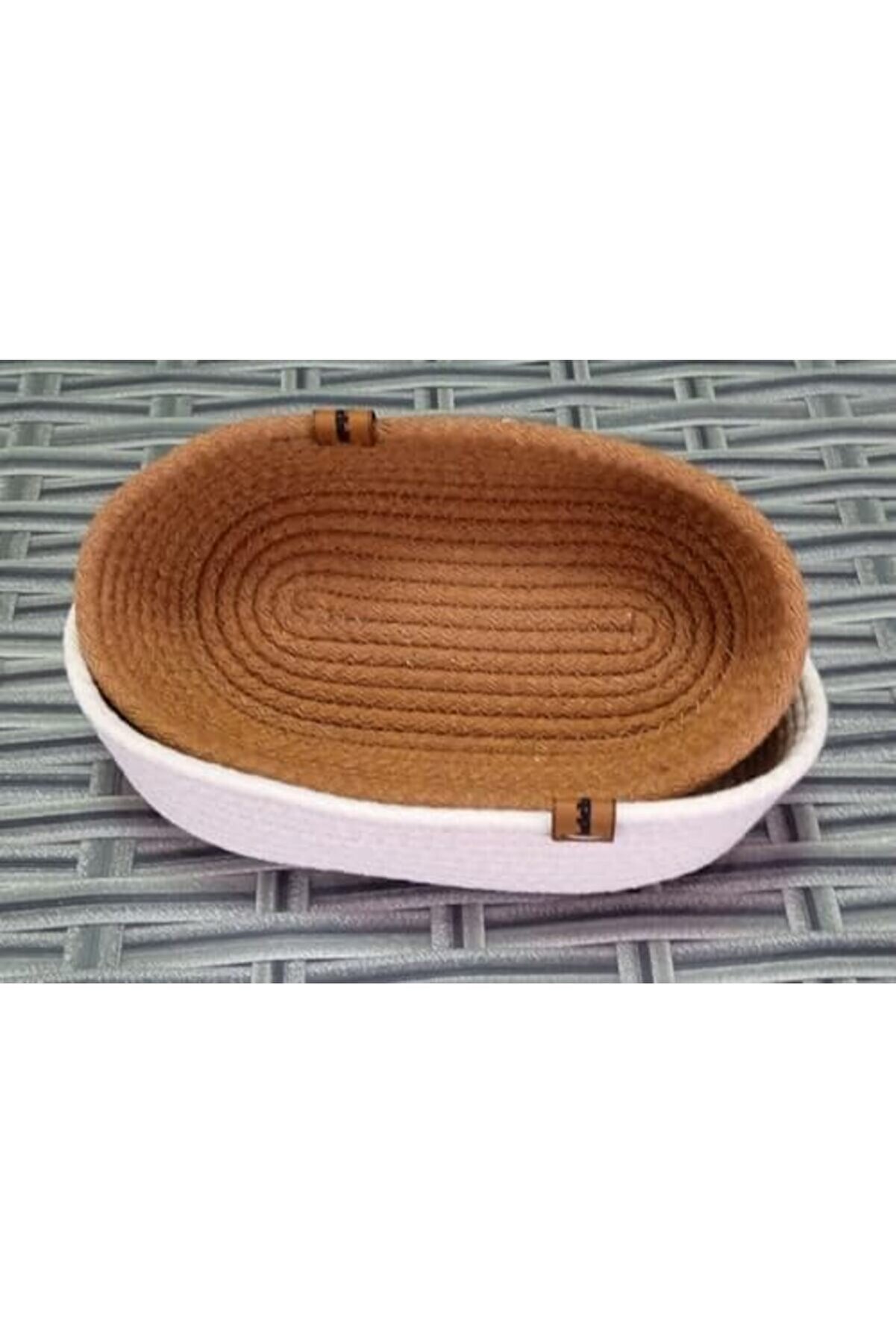 Ev Oval Hasır Sepet Krem&Kahve Jüt Kordon İp Örme Di̇ki̇ş Çok Amaçlı Havlu Düzenleyi̇ci̇ Organi̇zer 1014