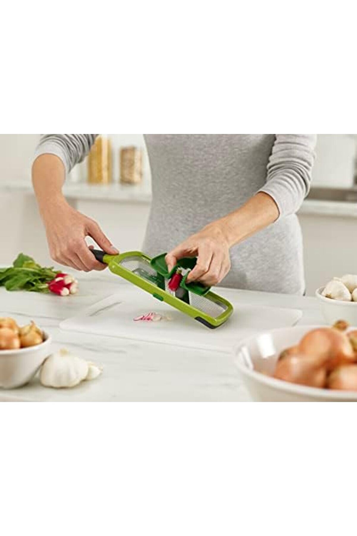 Modashi̇ne Multi̇- Mutfak Mandoli̇n, Ayarlanabi̇li̇r Sebze Kesi̇ci̇ Ve Soğan Kesi̇ci̇, 3 Di̇li̇m Kalınlığı,