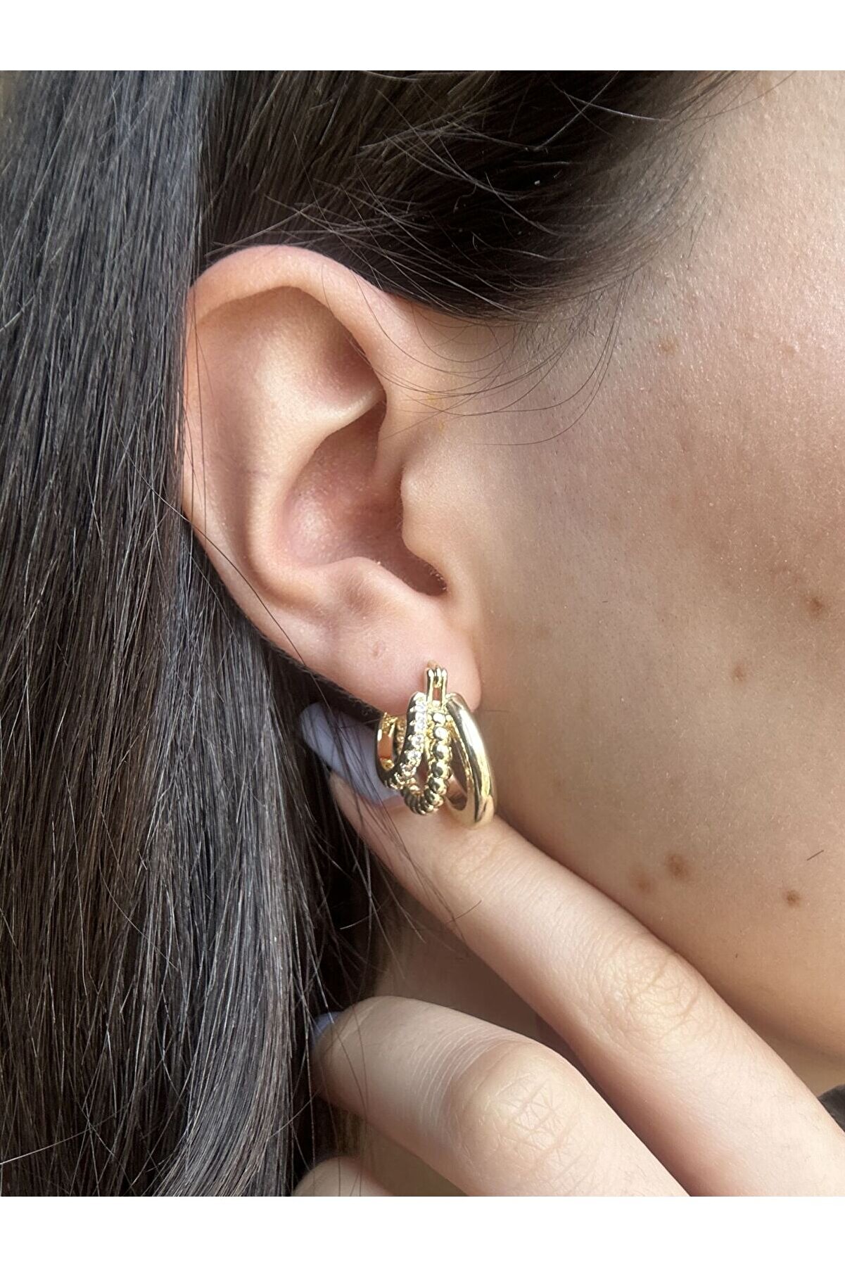 Ateli̇er Emi̇ne Üçlü Halka Tasarım Küpe