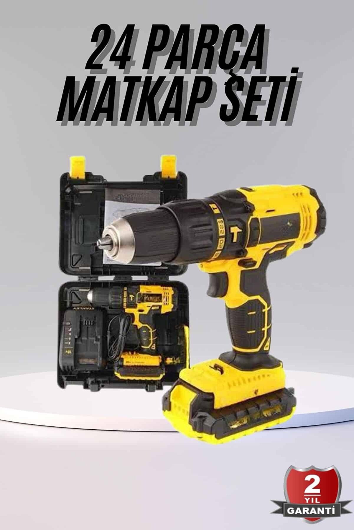 MAU CAT Profesyonel Çift Bataryalı Akülü Vidalama Şarjlı Matkap 24 Parça
