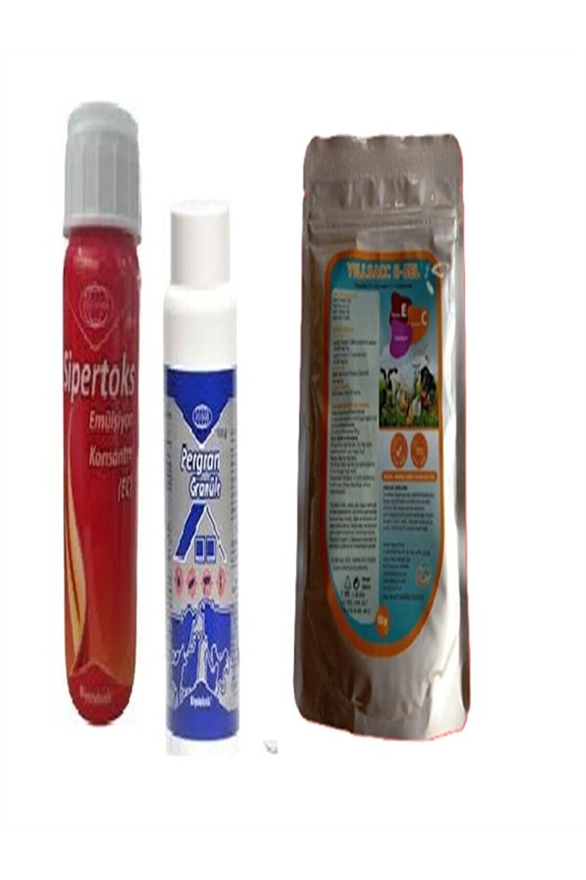 Bi̇yotekni̇k Kanatlı Hayvanlar İ&ccedil;i̇n 3  L&uuml; Set (Si̇pertoks 100Ml + Pergan 100 Gr + Yılsac Esel+C Vi̇tami̇ni̇ 100 Gr )