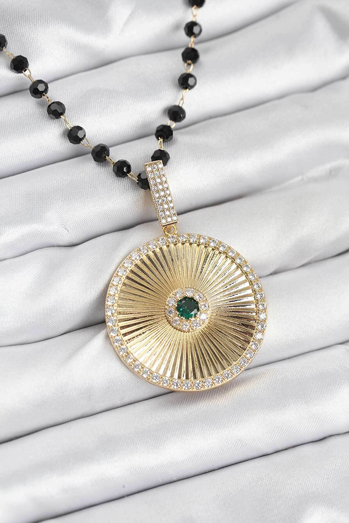 pnr shop 316L Çelik Zincir Kristal Boncuklu Kadın Kolye