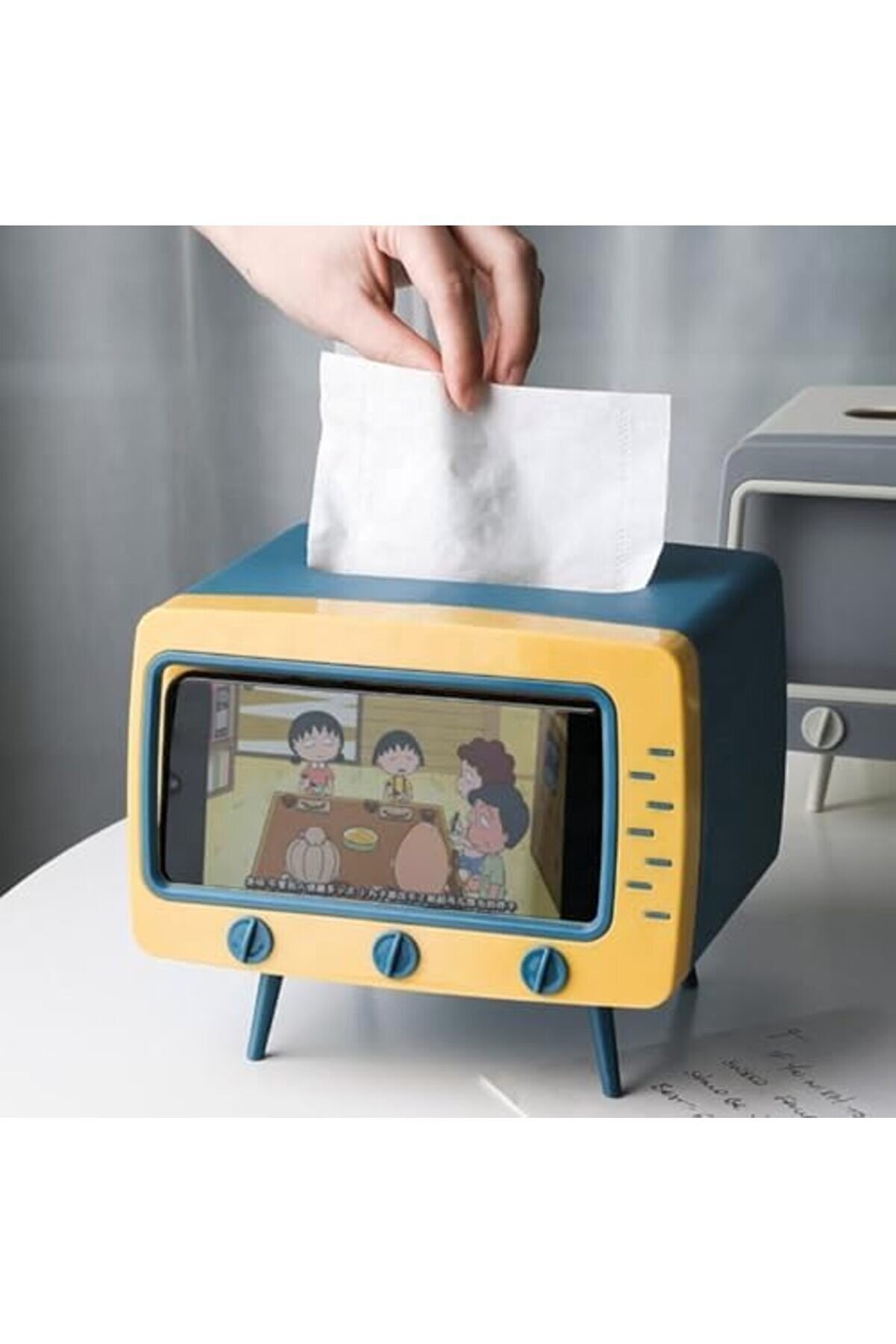 Retro Telefon Tutucu, Masaüstü Peçeteli̇k Cep Telefonu Standı (Laci̇vert) 1175713