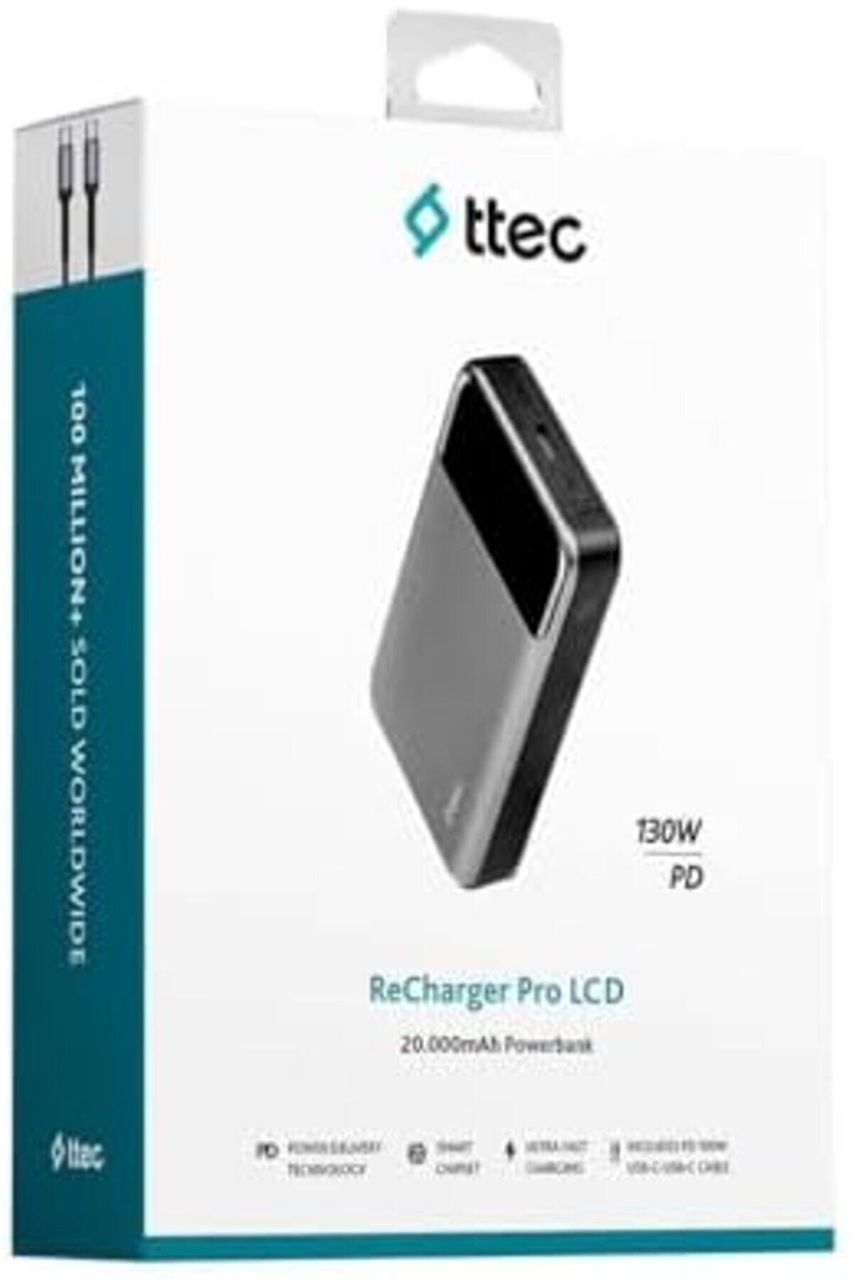 Shpsell Recharger Pro Lcd 20.000Mah Pd 130W Taşınabi̇li̇r Hızlı Şarj Aleti̇/Powerbank 2Bb218 Uzay Gri̇si̇