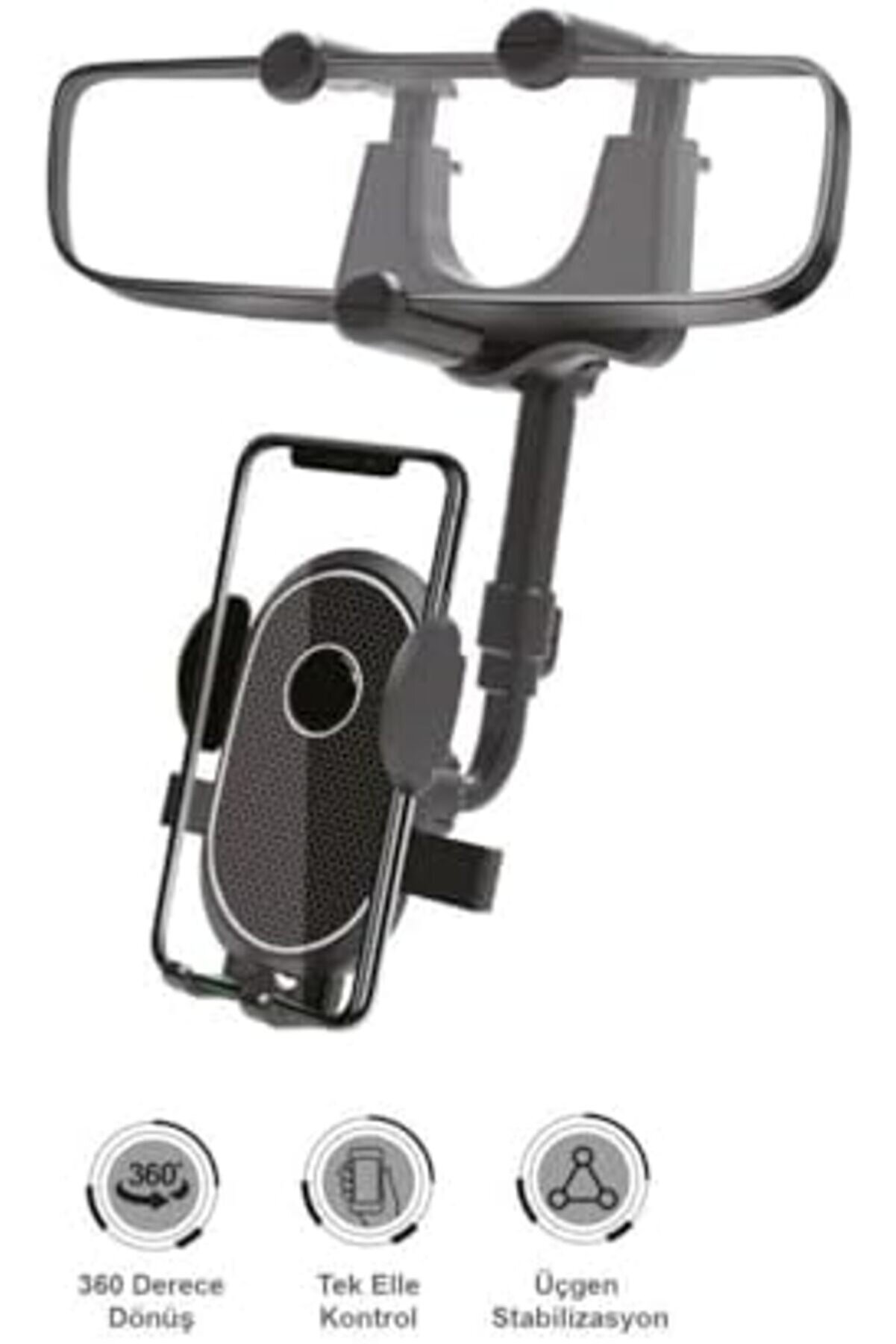 Profesyonel Araç İçi̇ Telefon Tutucu Ergonomi̇k Tasarım Rahat Kullanım Di̇ki̇z Aynasına Montaj 360 Derec
