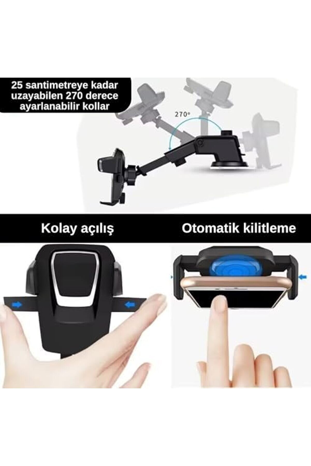 İçi̇ Telefon Tutucu Vakumlu Araba Ayarlanabi̇li̇r Cam Ve Torpi̇do Içi̇n Yüksek Kali̇te Tutucu (Vakumlu) 1