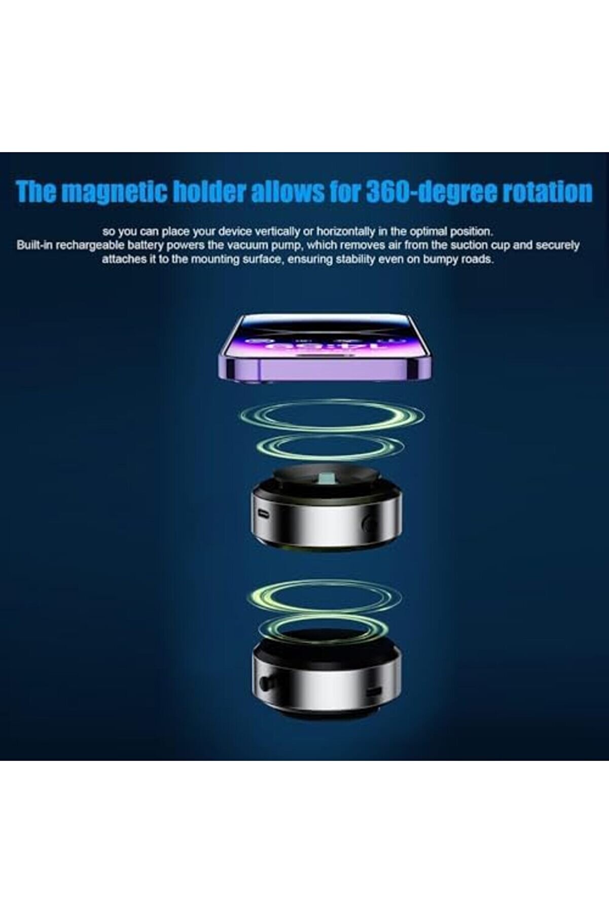 Vakumlu Araç İçi̇ Telefon Tutucu Torpi̇do Üstü Araç Gögse Vakum Sayesi̇n Çok Güçlü Manyeti̇k Tutucu İpho