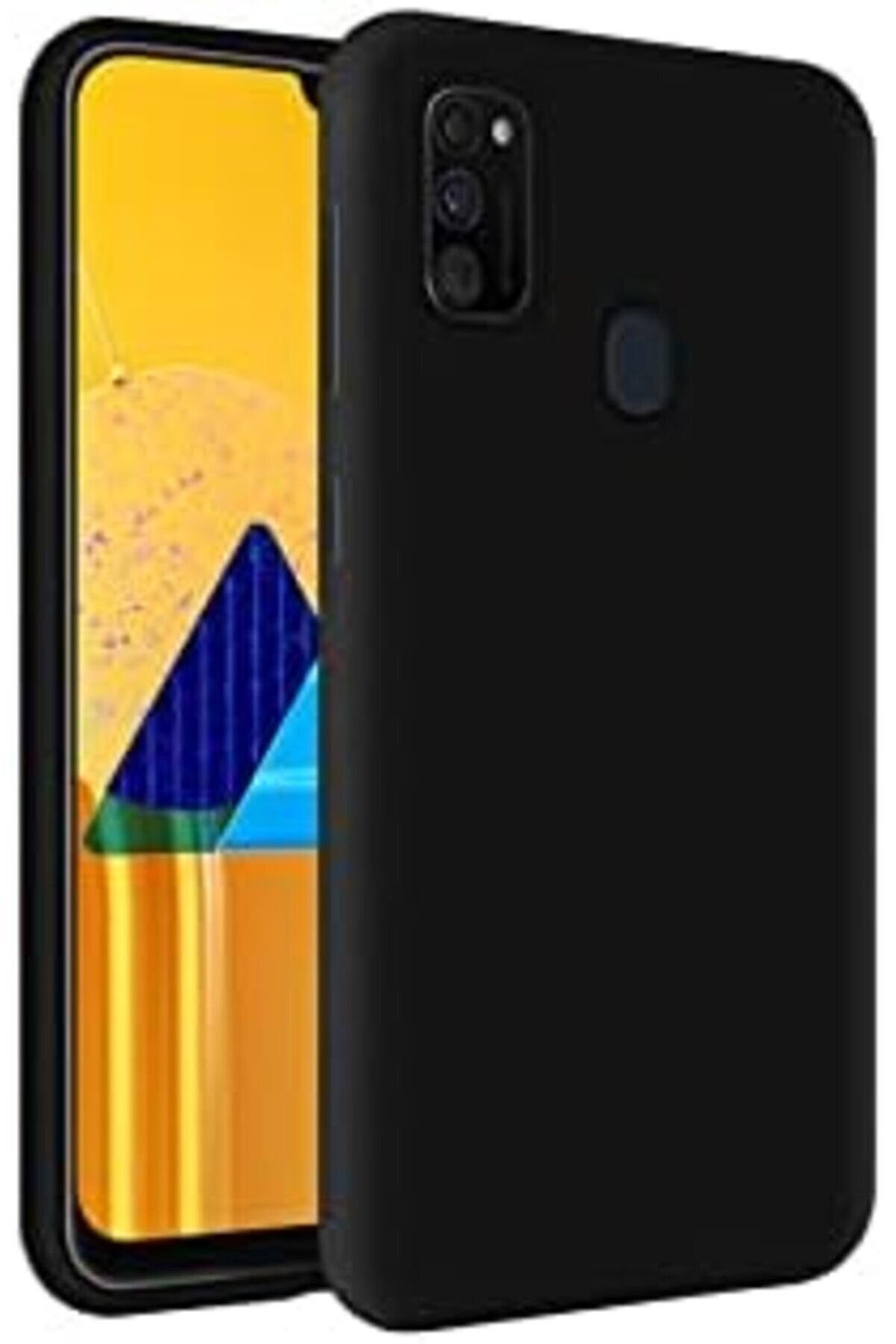 Svngsphereshop İleti̇şi̇m M21 İle Uyumlu Kapak I&ccedil;i̇ Kadi̇fe Soft Logosuz Lansman Si̇li̇kon Kılıf - Si̇yah