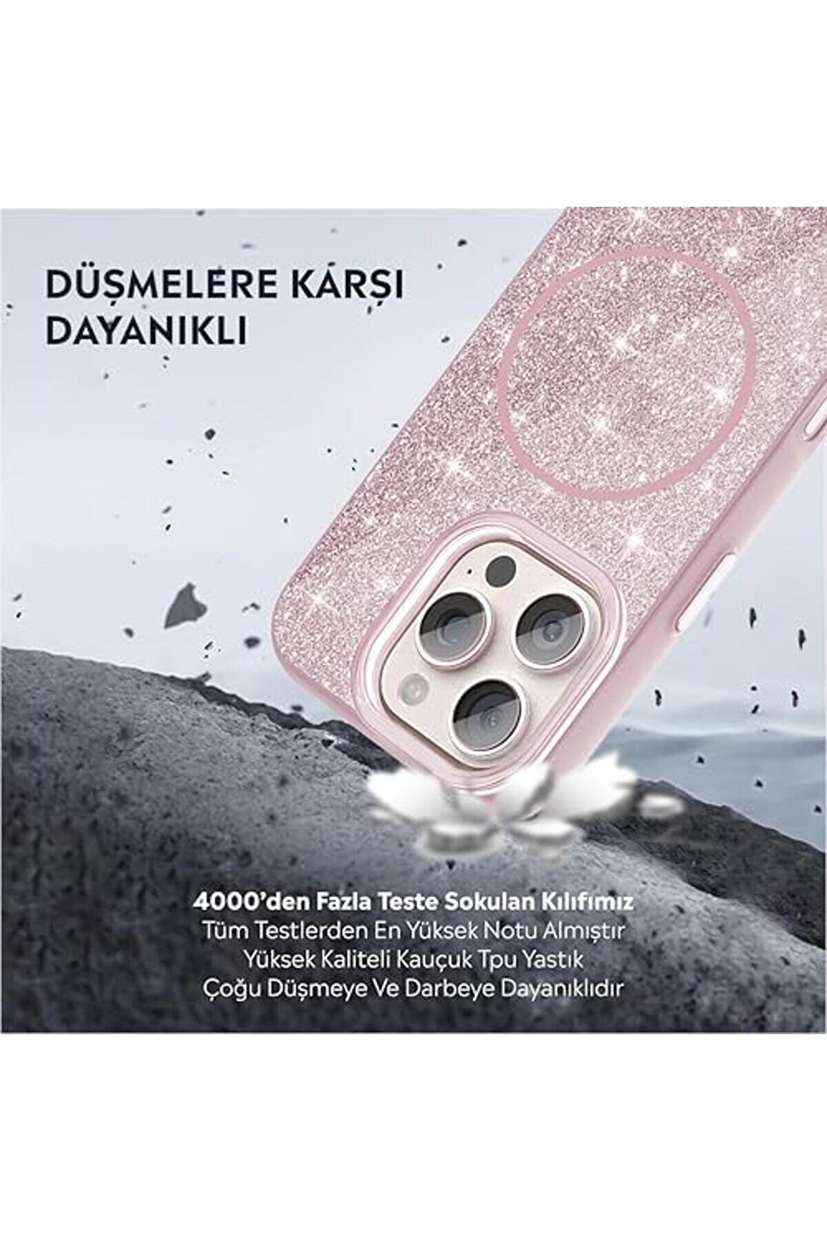 Kılıf M-Safe Şarj &Ouml;zelli̇kli̇ Parlayan Si̇mli̇ Sararmaz Kılıf (Pembe, 16 Pro Max) 1014773