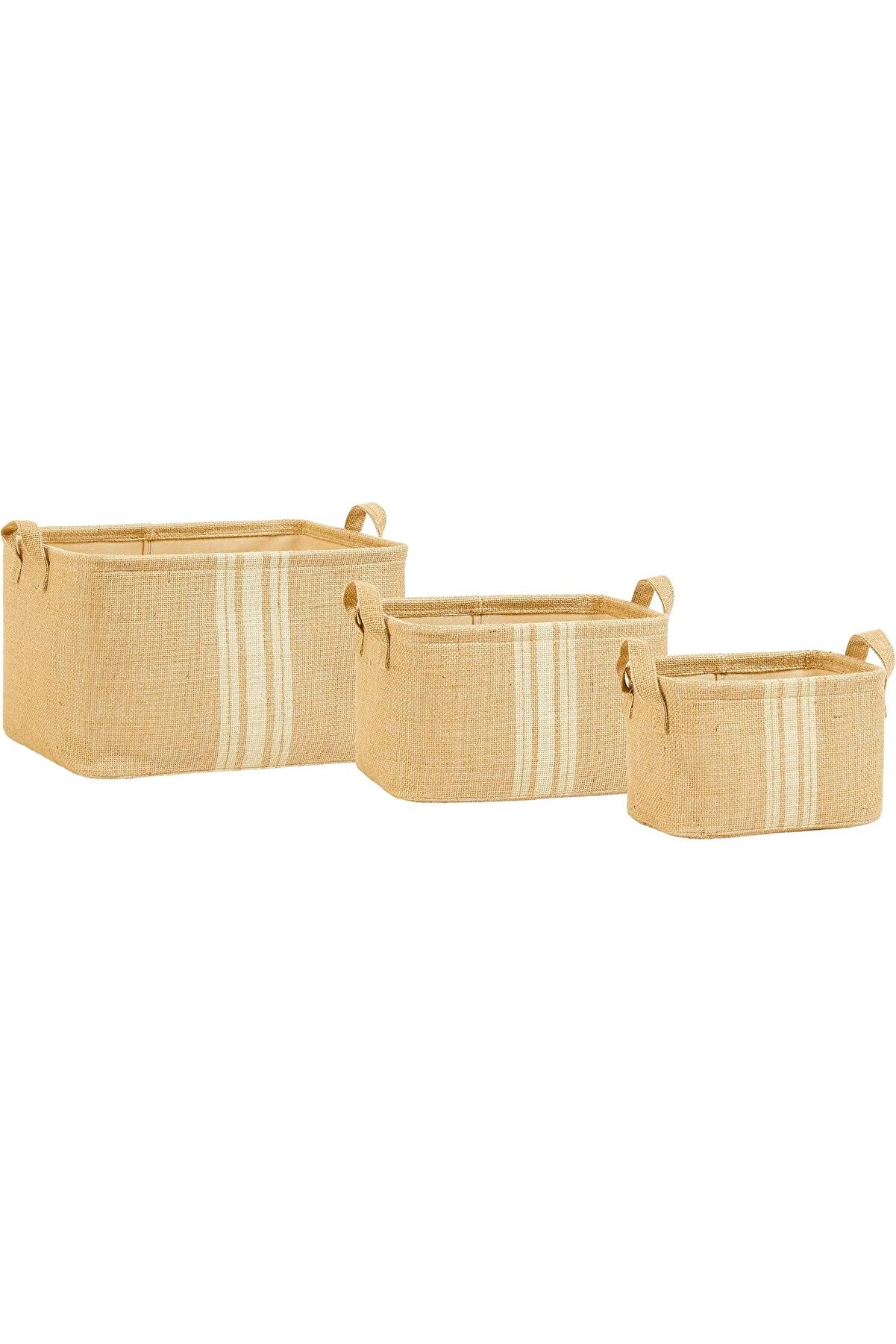 STOREMAX Home Textile 3'lü Çizgili Jüt Sepet Set 1175713