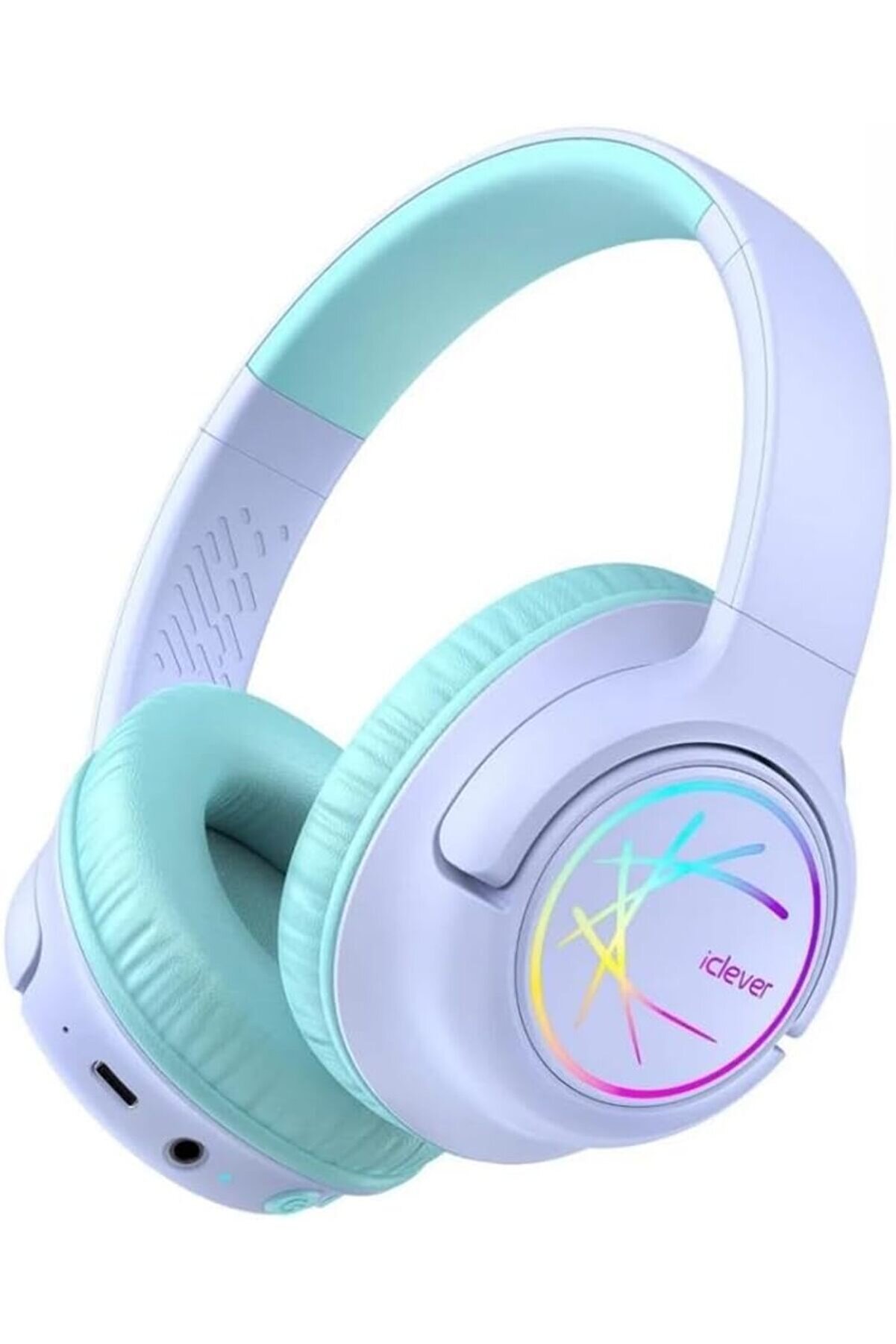 STOREMAX svngsphereshop Led Işıklı G&uuml;venli Ses Sınırlı 45 Saat Oynatma S&uuml;reli Bluetooth &Ccedil;ocuk Kulaklığı Lila