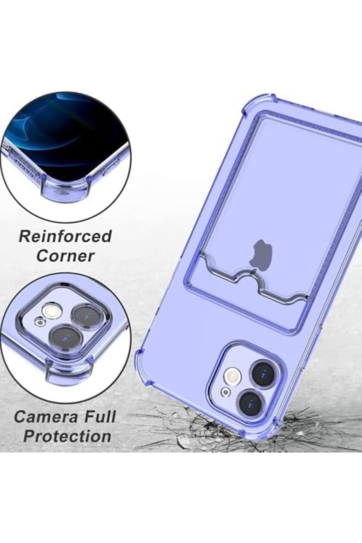 12 Uyumlu Kamera Korumalı Kartlıklı Lüx Yumuşak Si̇li̇kon Kılıf (Şeffaf, 12) 1014773