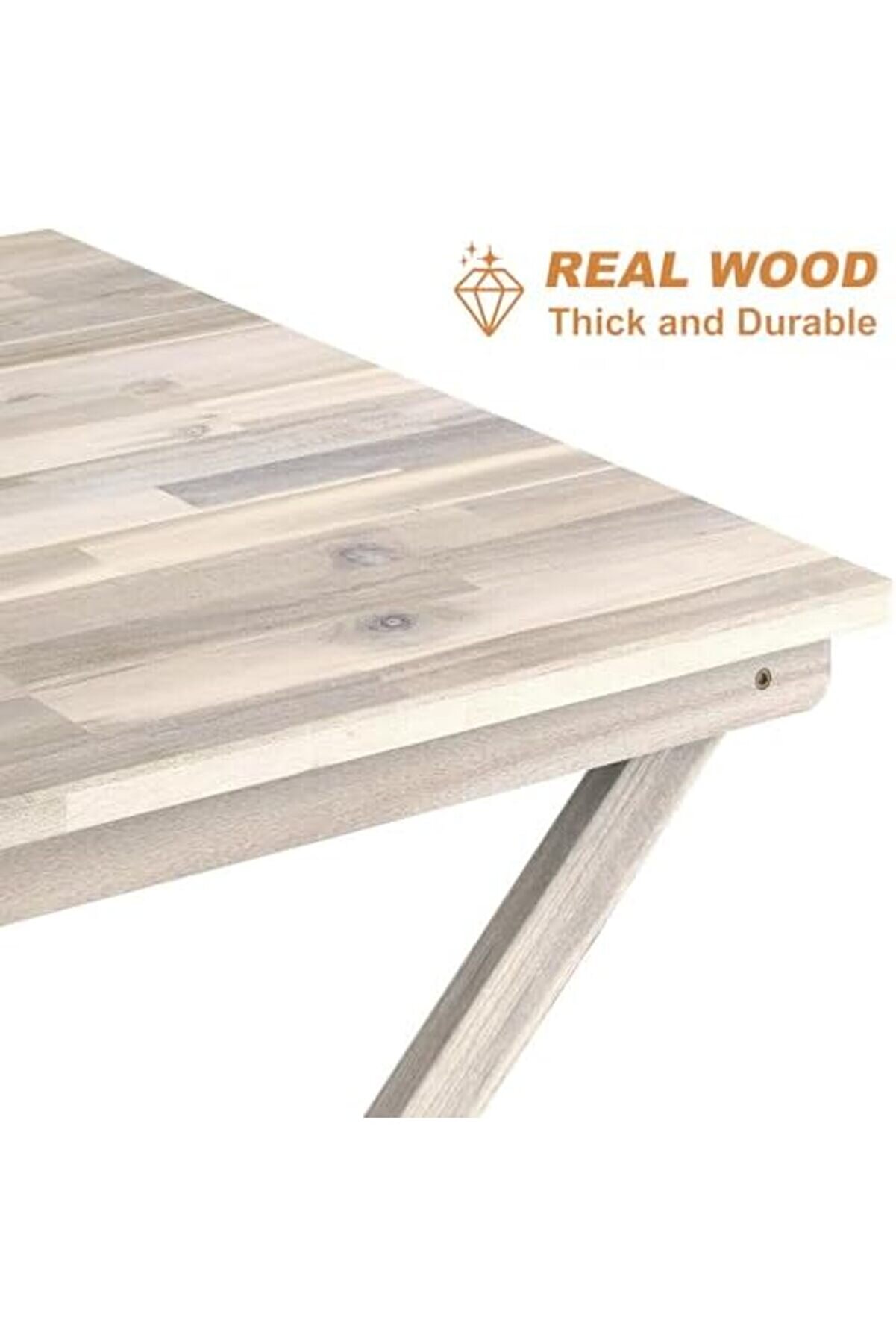 Sydney Masi̇f Ahşap Katlanır Bahçe Masası, 75X75X73 Cm, Organi̇k Beyaz 1014773