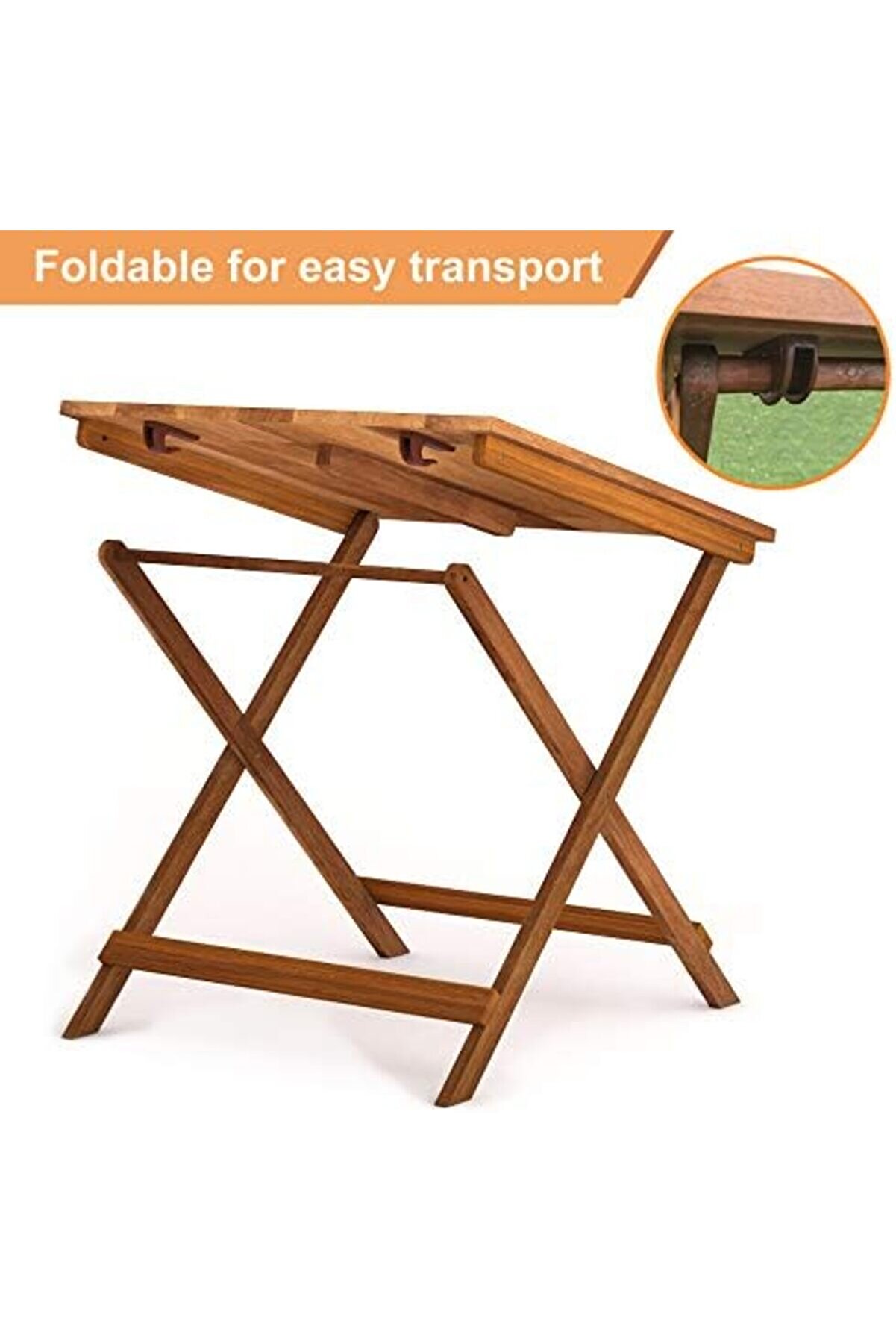 Pltnstoreshop Real Wood Sydney Masi̇f Ahşap Katlanır Bahçe Masası, 75X75X73 Cm, Altın Teak Pltnstores