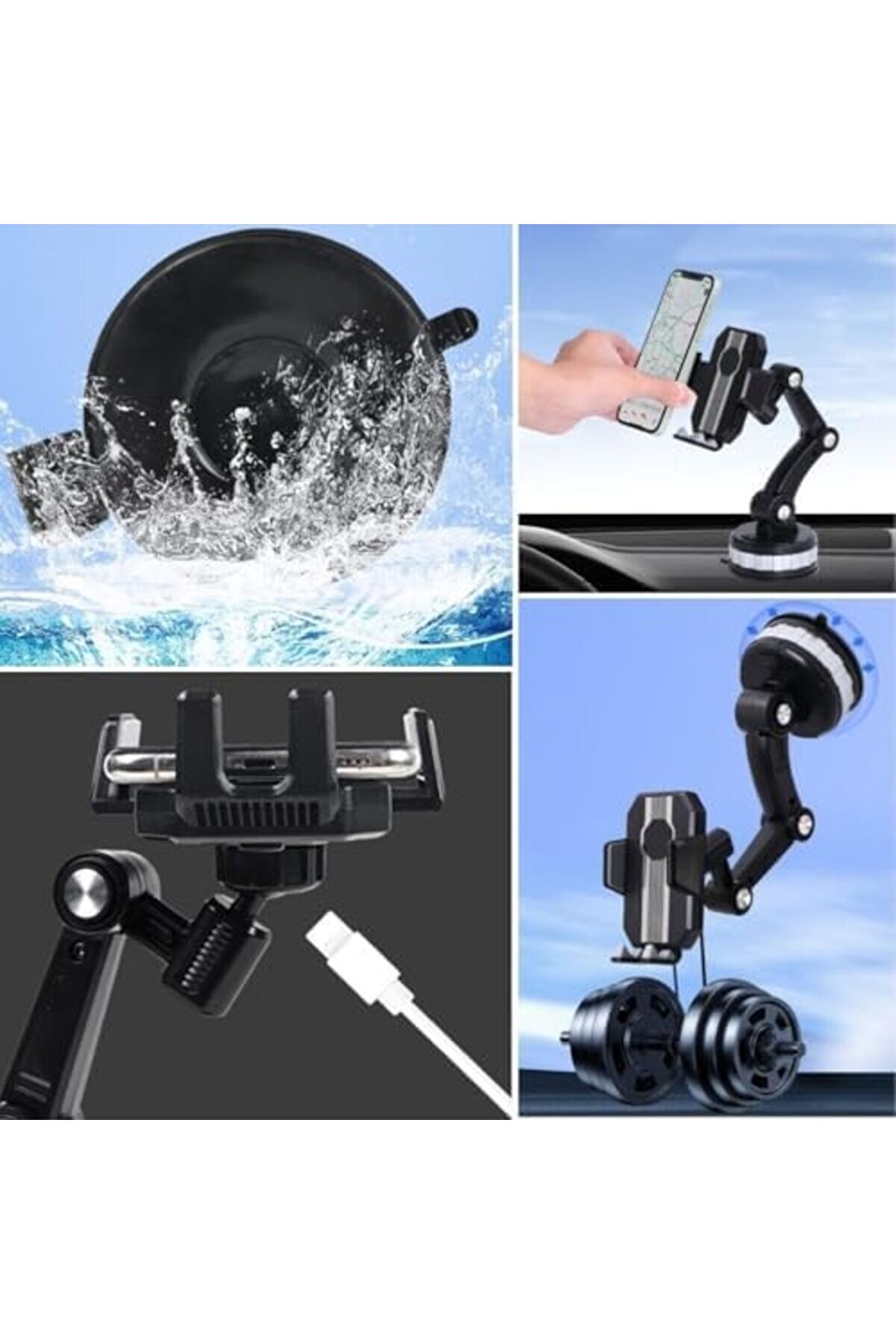 Jel Takılabi̇len Güçlü 360 Derece Dönebi̇len Ayarlanabi̇li̇r Araç Içi̇ Telefon Tutucu 1014773